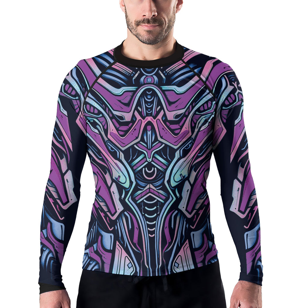 Rashninja Cyber Biomechanic Purple Blue Men's Long Sleeve Rash Guard