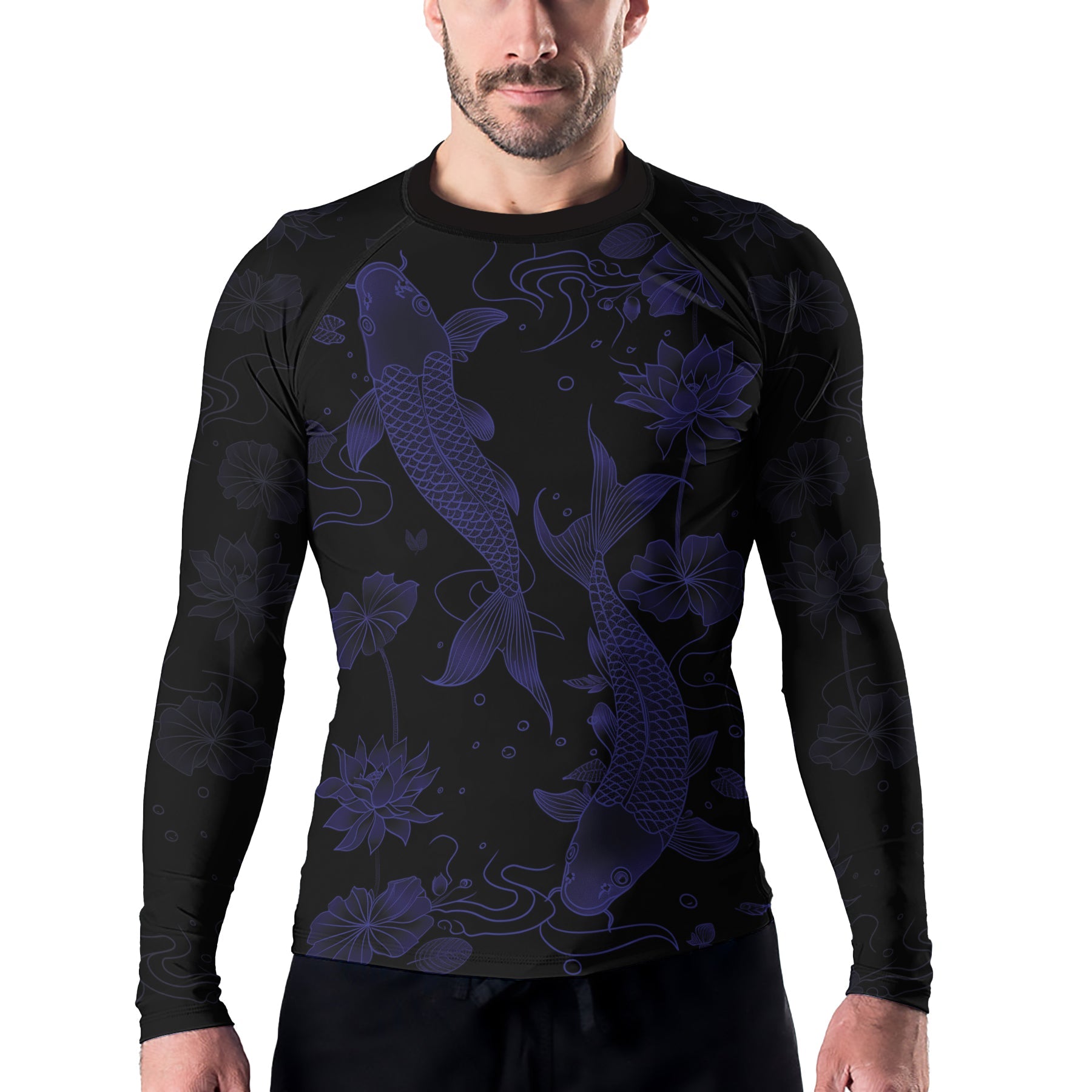 Rashninja Koi Lotus Flow Men's Long Sleeve Rash Guard