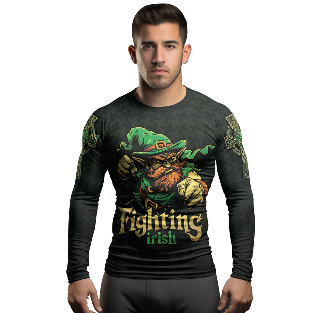 Rashninja Fighting Irish Leprechaun Men's Long Sleeve Rash Guard