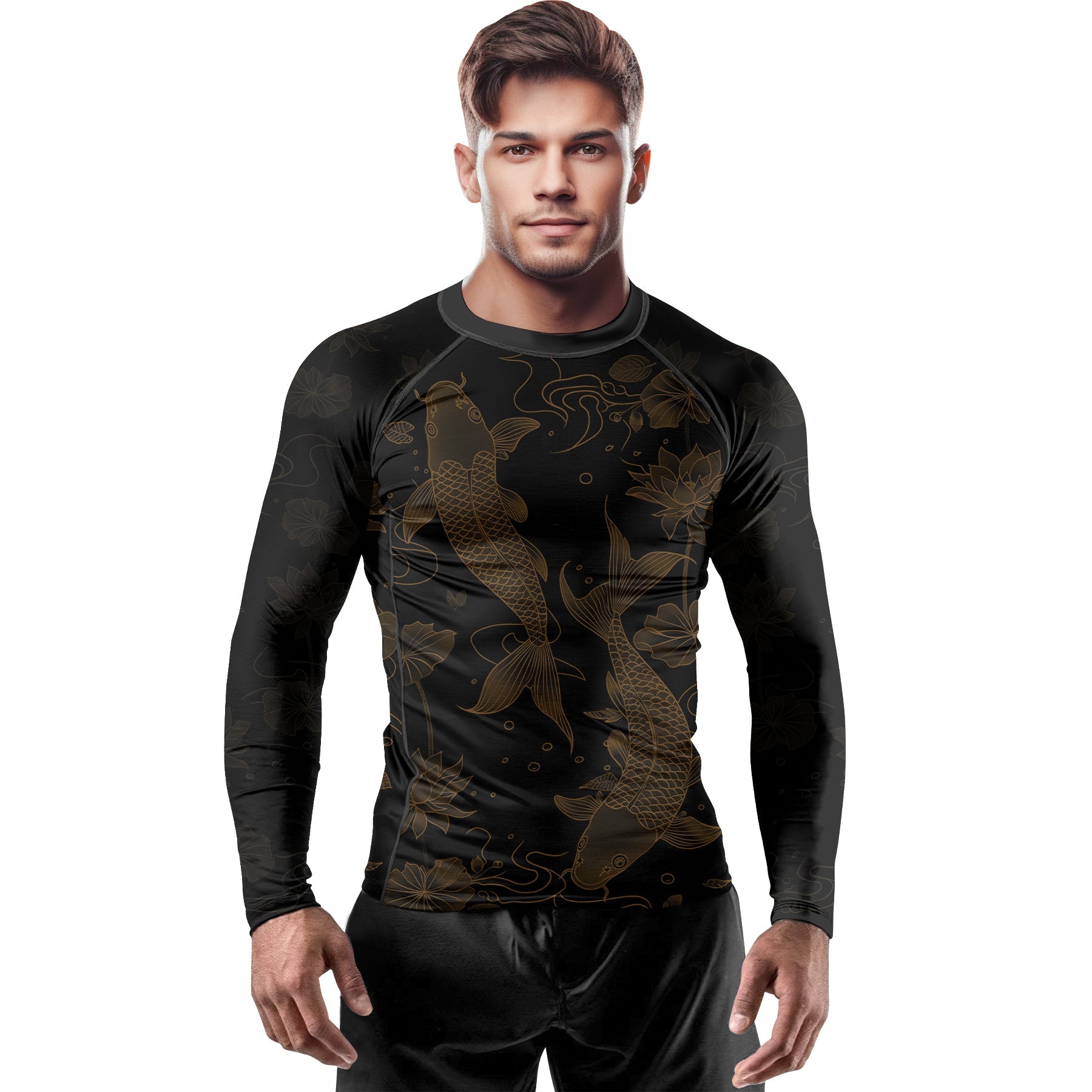 Rashninja Koi Lotus Flow Men's Long Sleeve Rash Guard