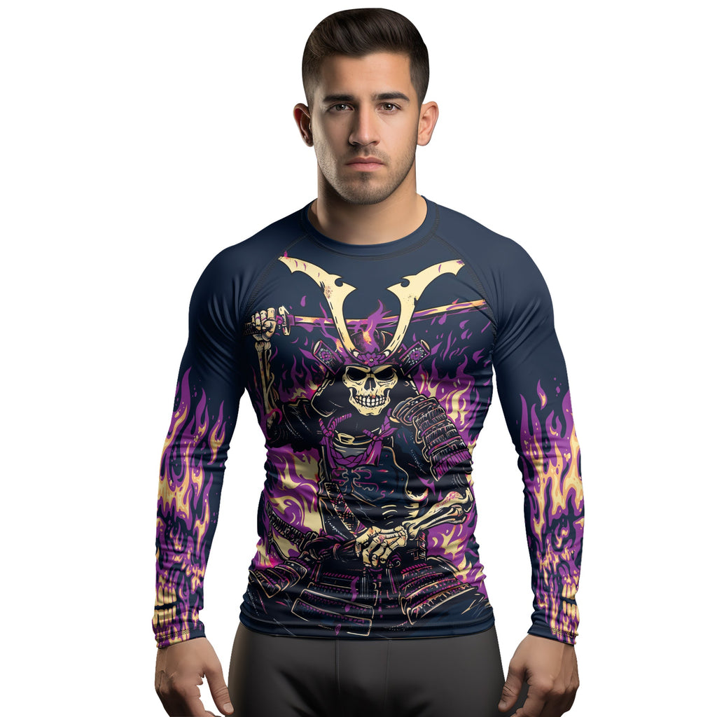 Rashninja Samurai Skull Inferno Men's Long Sleeve Rash Guard