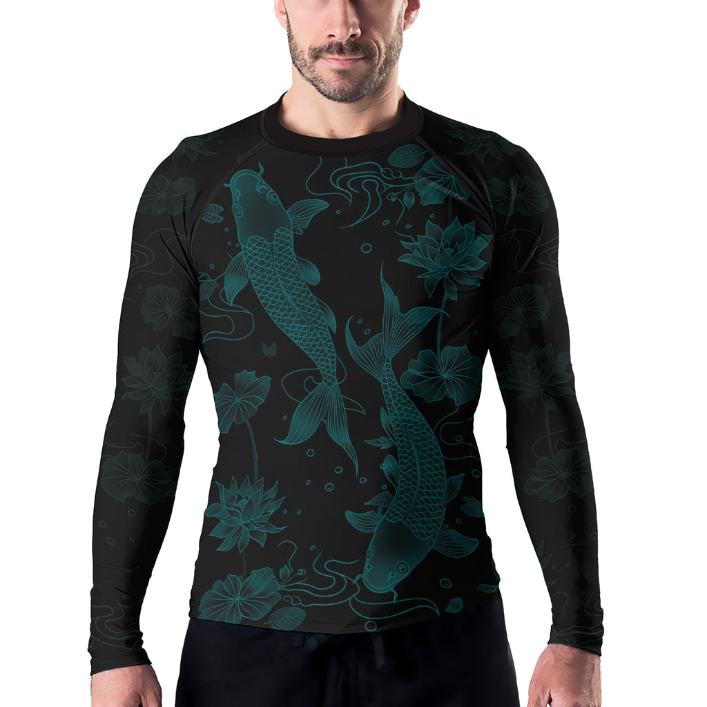 Rashninja Koi Lotus Flow Men's Long Sleeve Rash Guard