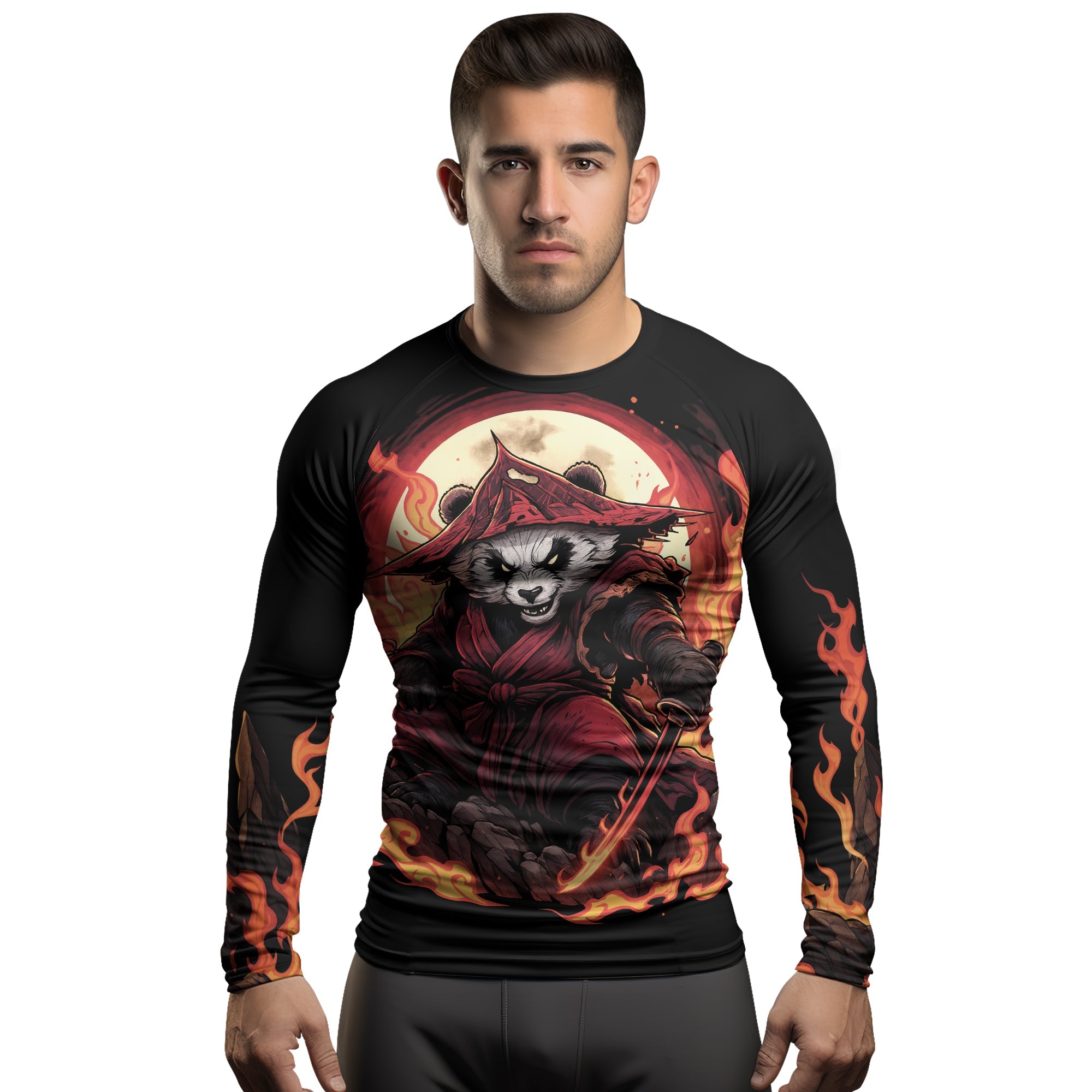 Rashninja Panda Samurai Path Men's Long Sleeve Rash Guard