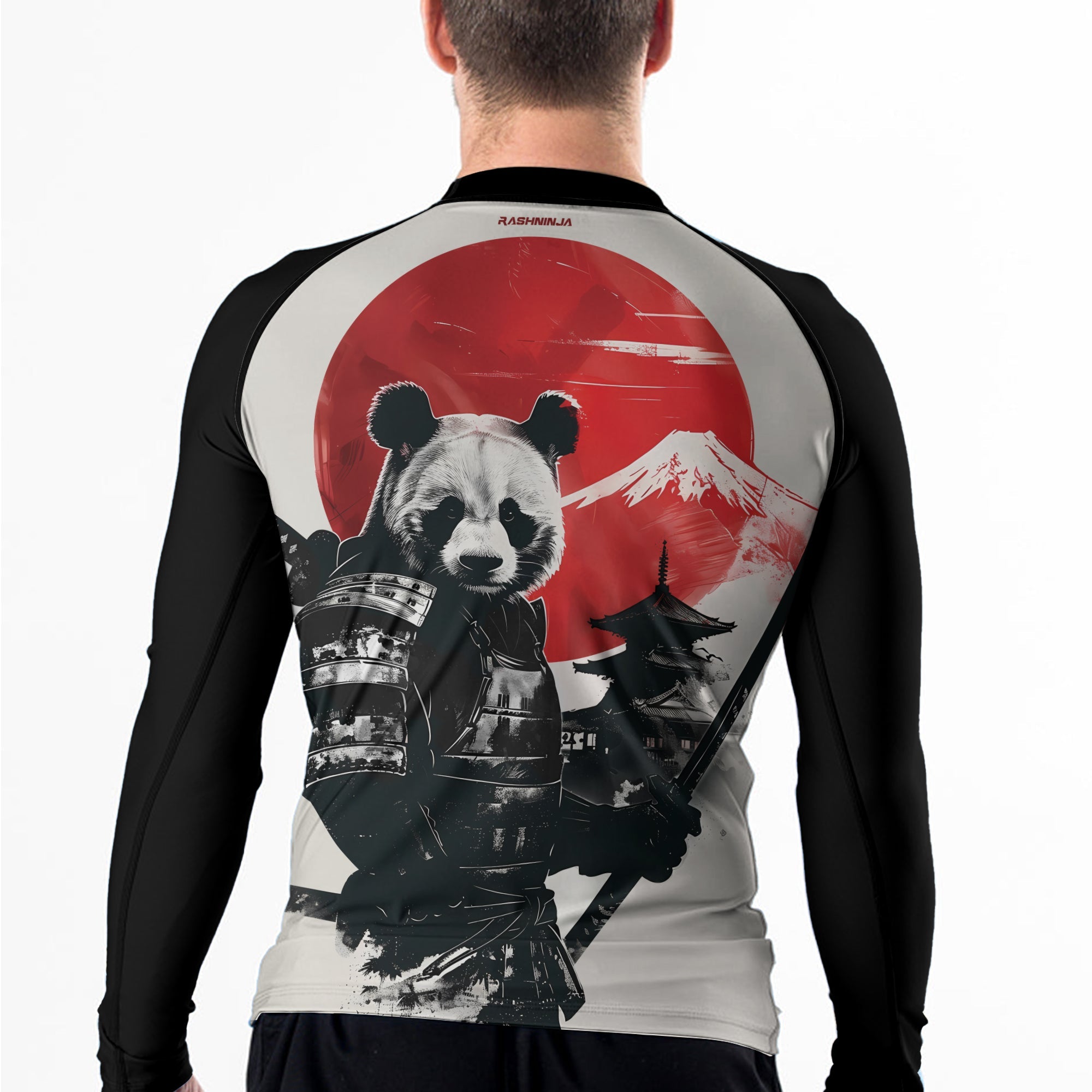 Rashninja Panda Samurai Sunset Men's Long Sleeve Rash Guard