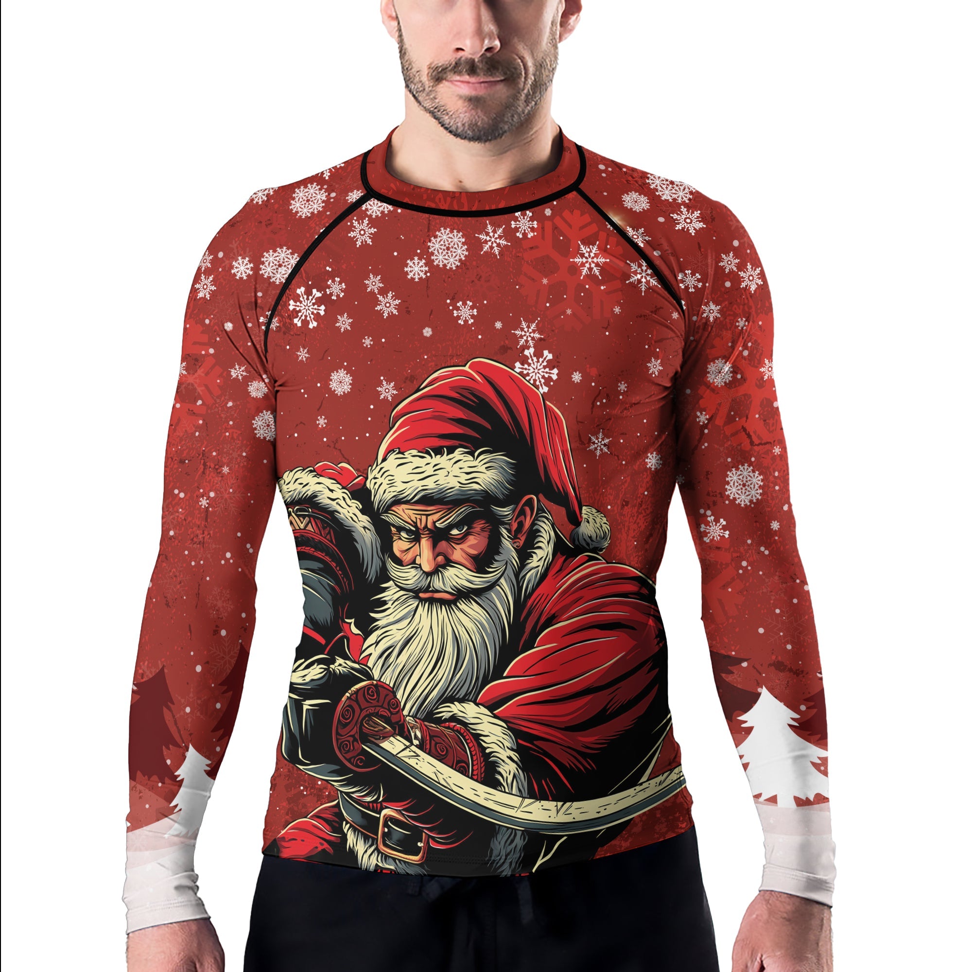 Rashninja Christmas Badass Santa Men's Long Sleeve Rash Guard