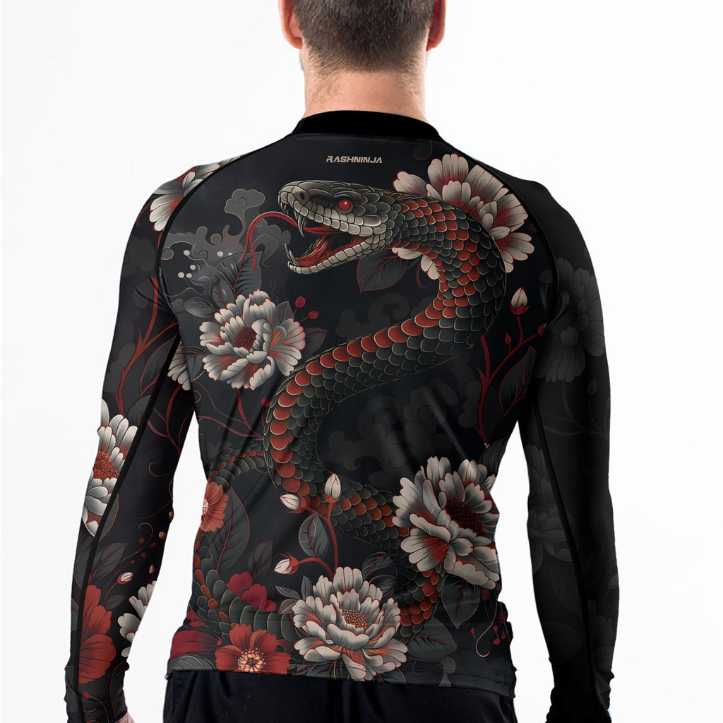 Rashninja Snake Blossom Strike Men's Long Sleeve Rash Guard