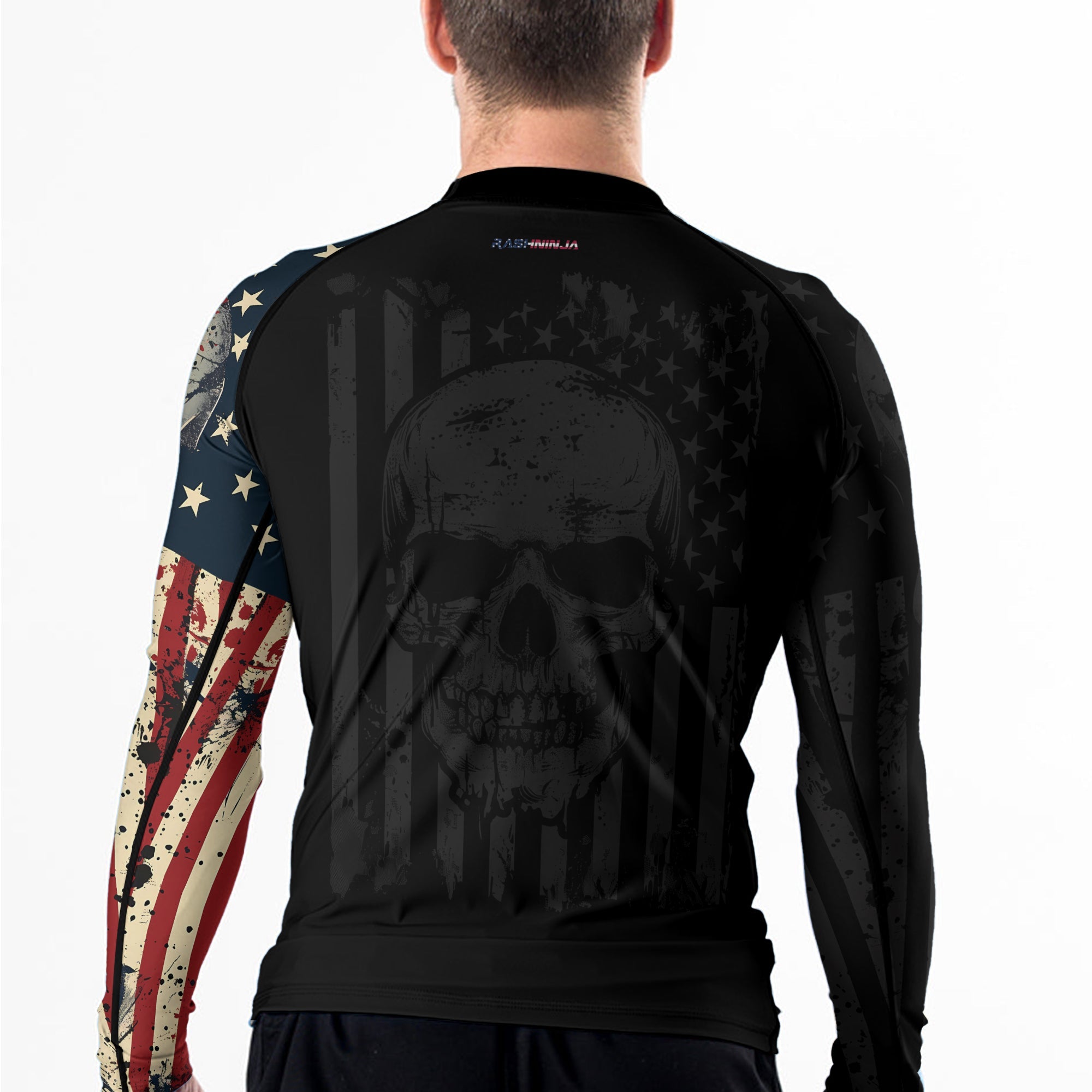 Rashninja Patriotic Skull Men's Long Sleeve Rash Guard