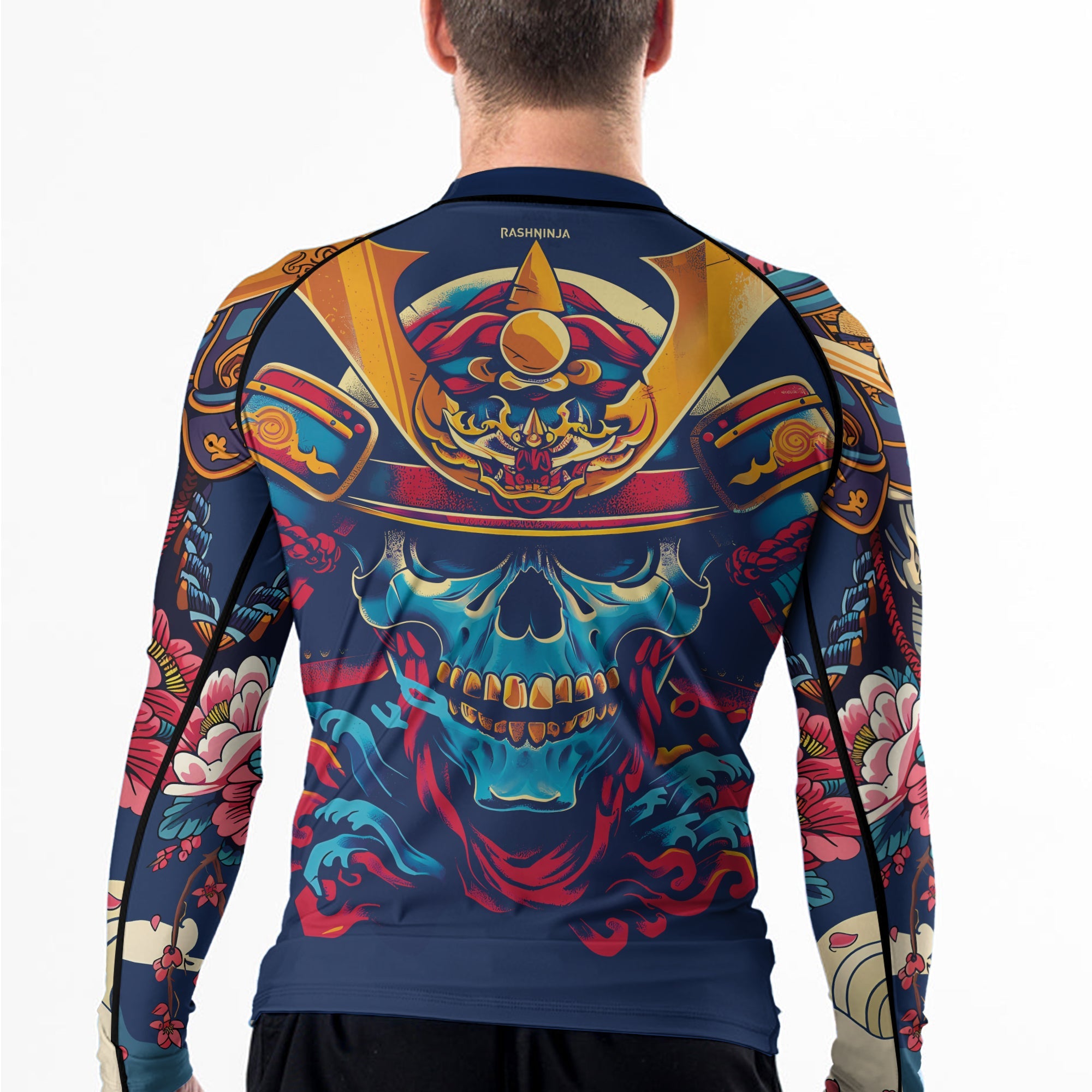 Rashninja Samurai Skull Blossom Men's Long Sleeve Rash Guard