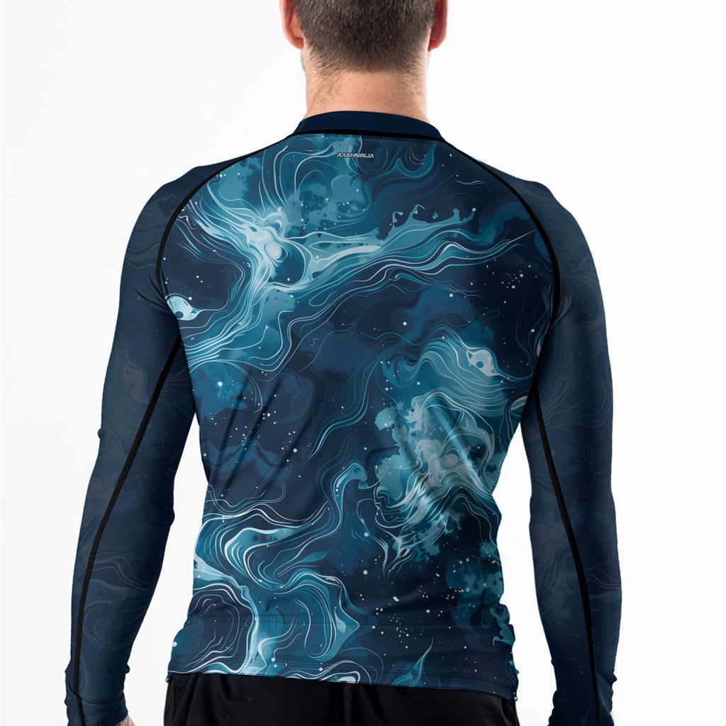 Rashninja Cyber Storm Blue Men's Long Sleeve Rash Guard