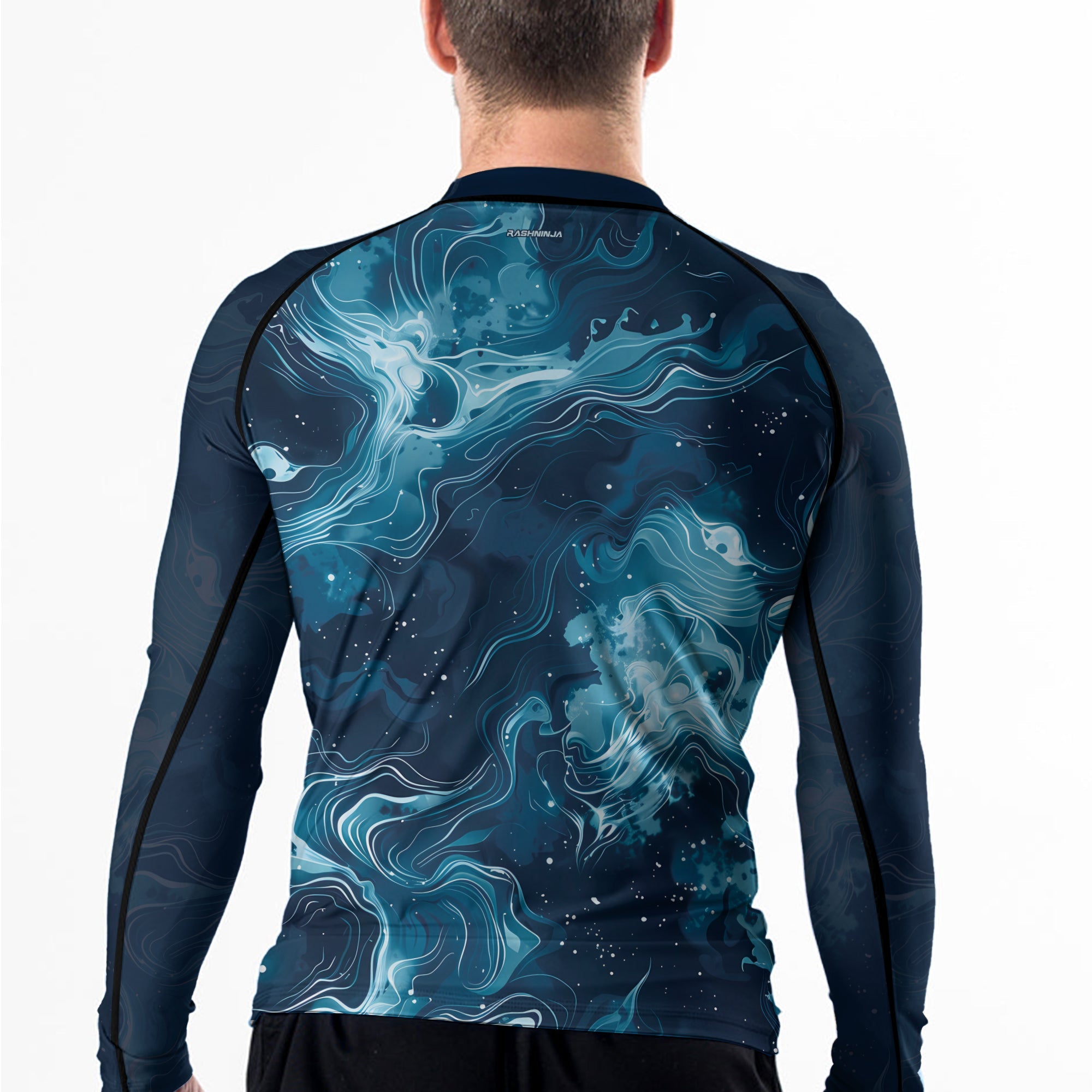 Rashninja Cyber Storm Blue Men's Long Sleeve Rash Guard