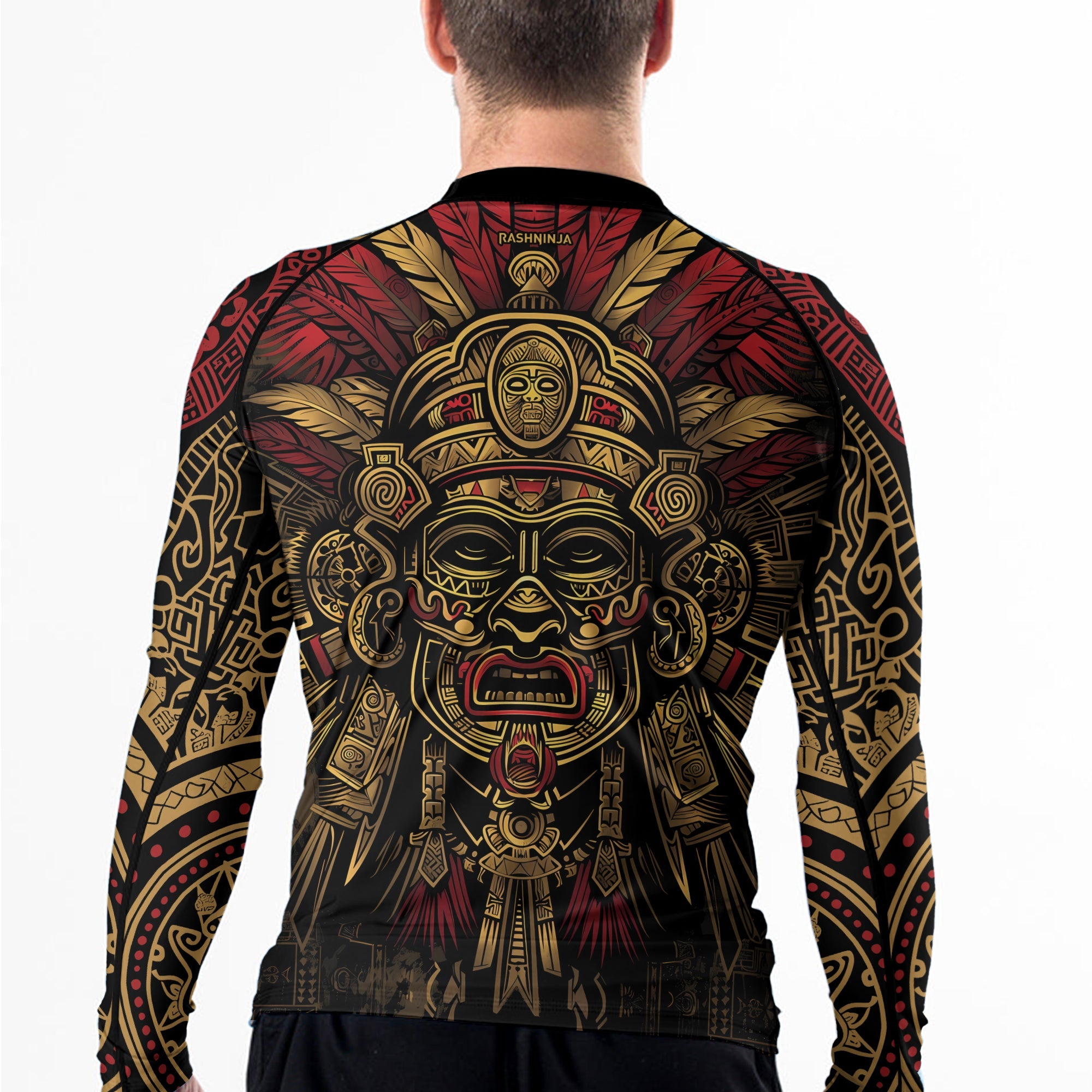 Rashninja Aztec Pyramid Ritual Men's Long Sleeve Rash Guard