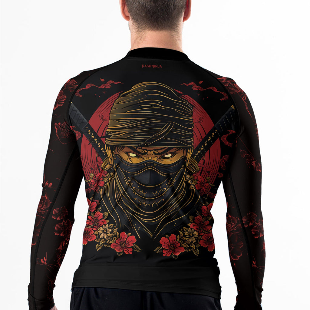 Rashninja Ninja Crimson Blossom Men's Long Sleeve Rash Guard