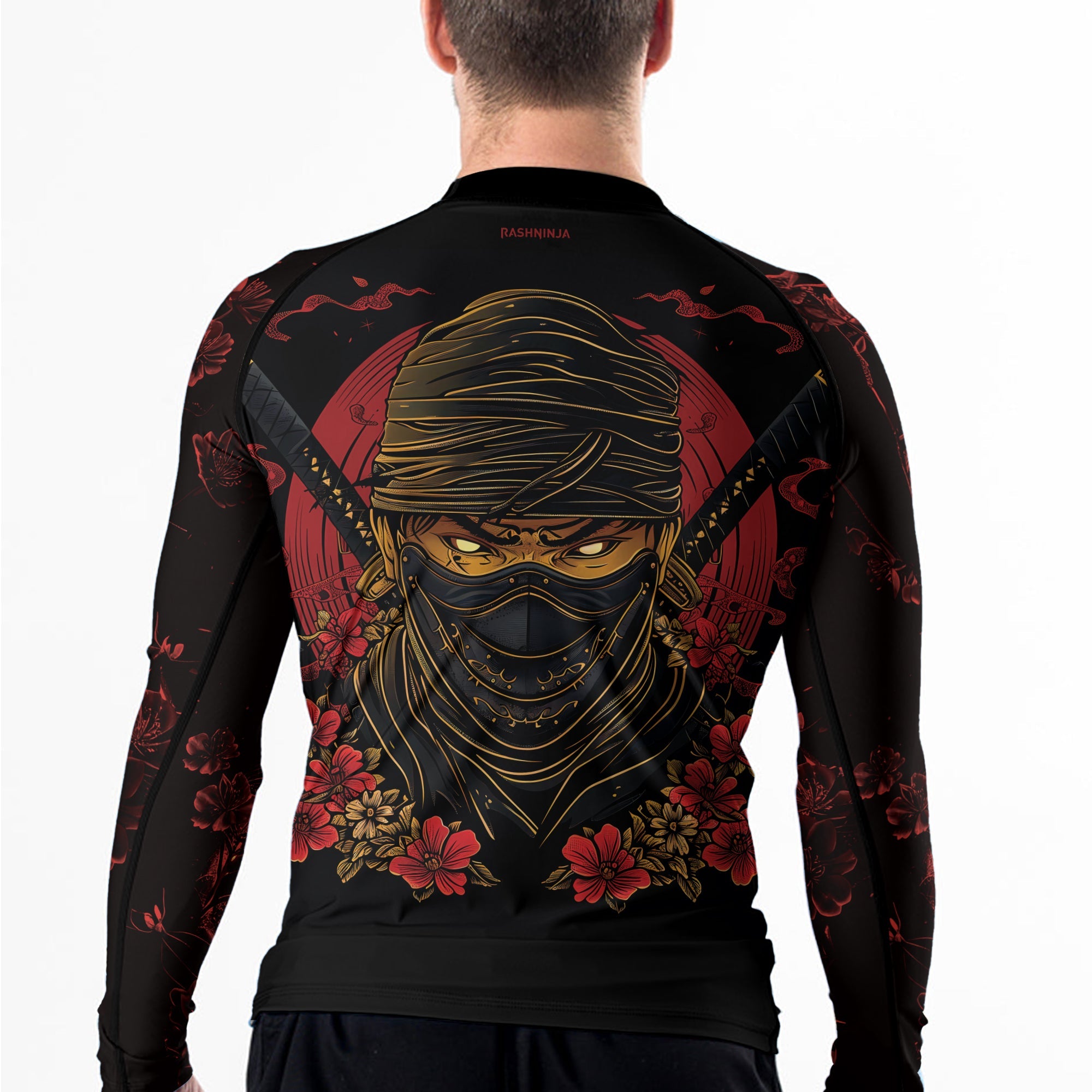 Rashninja Ninja Crimson Blossom Men's Long Sleeve Rash Guard