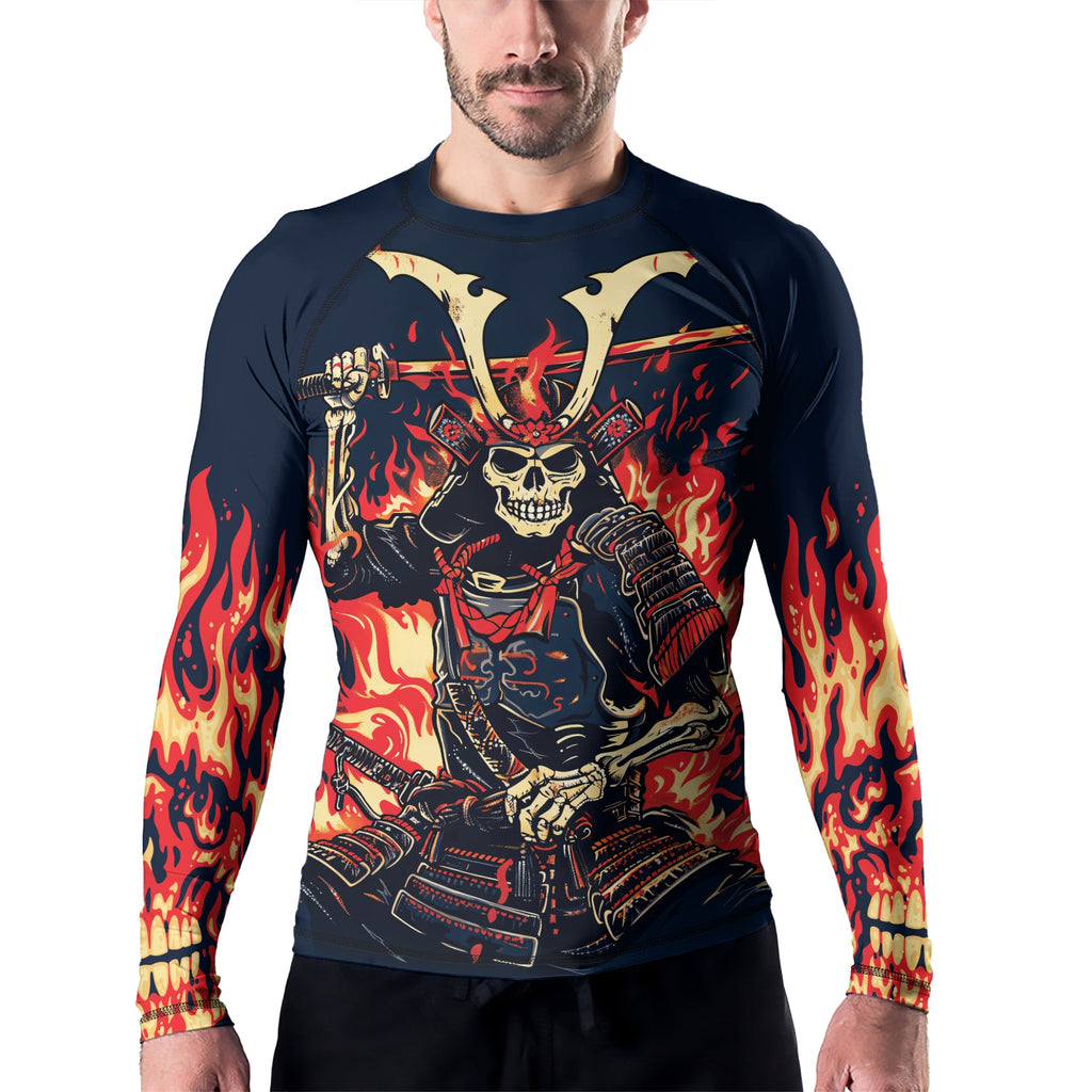 Rashninja Samurai Skull Inferno Men's Long Sleeve Rash Guard