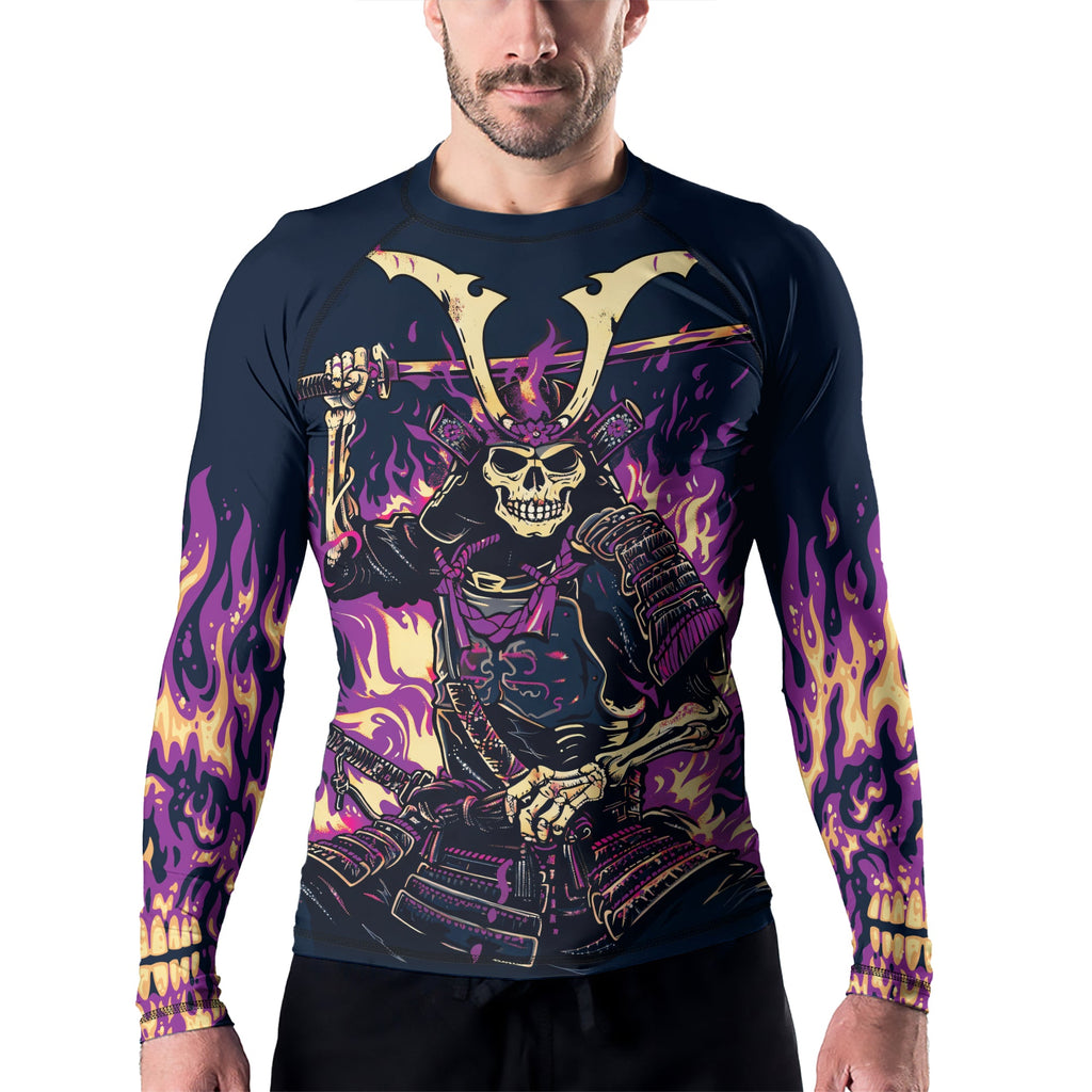 Rashninja Samurai Skull Inferno Men's Long Sleeve Rash Guard