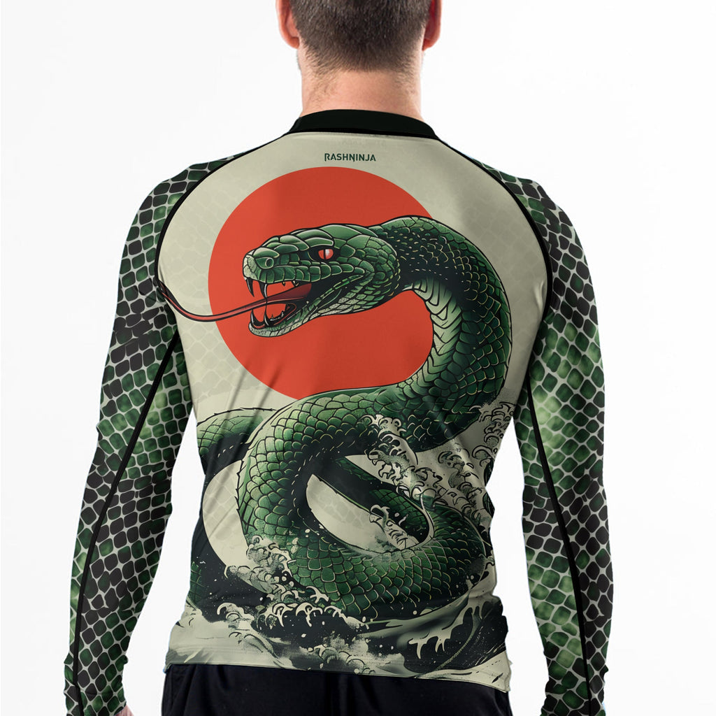 Rashninja Snake Rising Sun Men's Long Sleeve Rash Guard