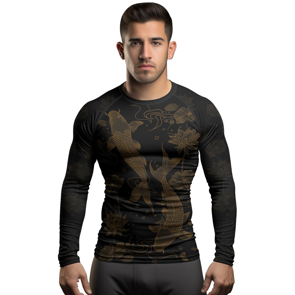 Rashninja Koi Lotus Flow Men's Long Sleeve Rash Guard