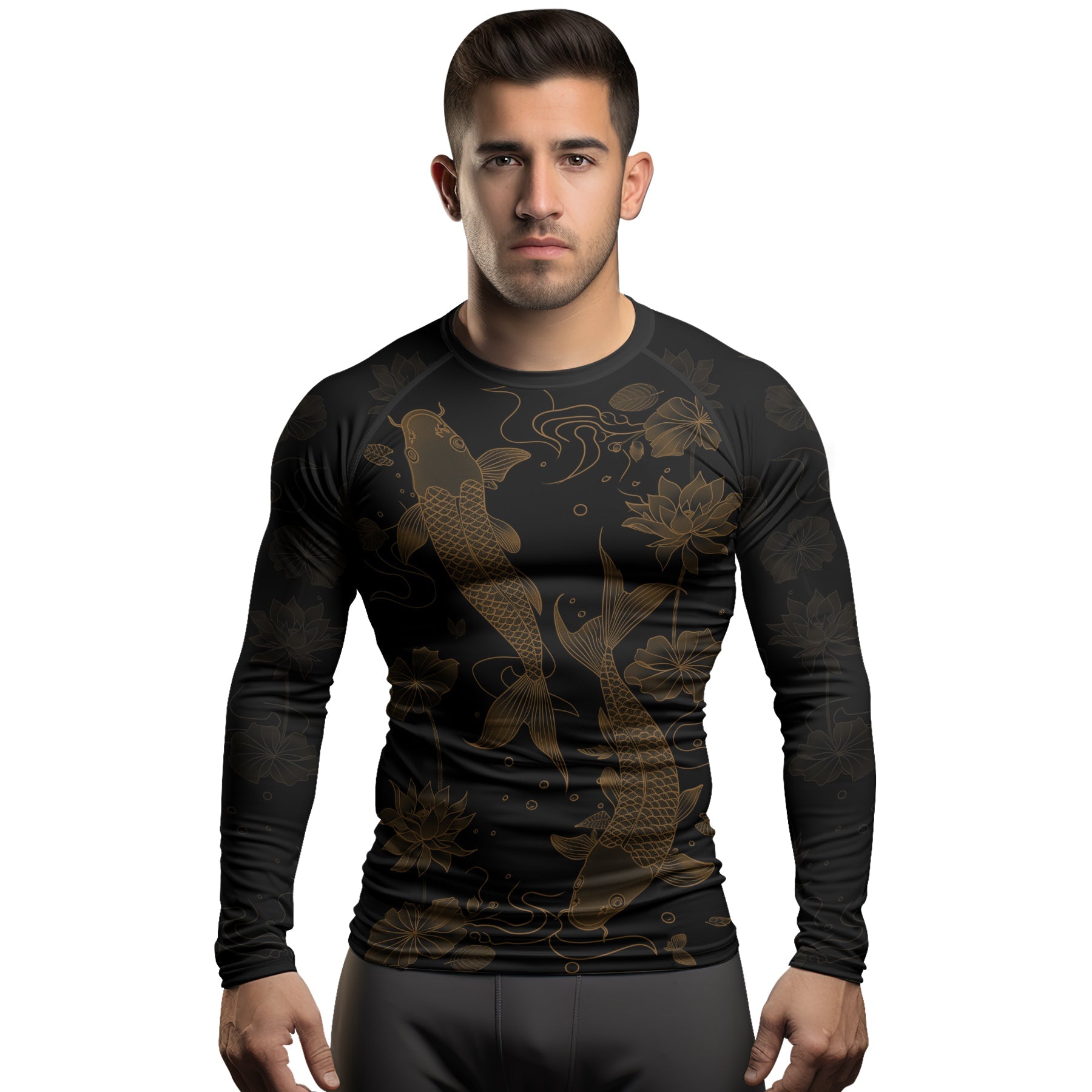 Rashninja Koi Lotus Flow Men's Long Sleeve Rash Guard