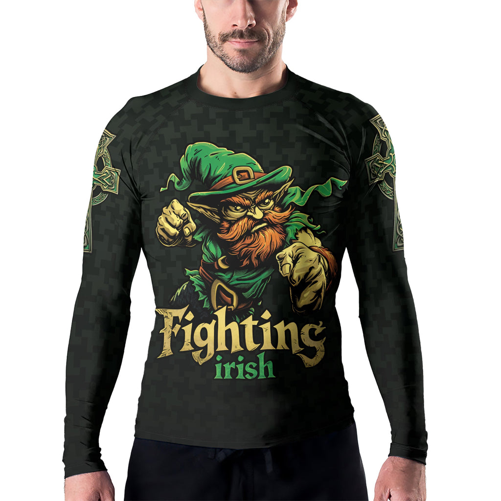 Rashninja Fighting Irish Leprechaun Men's Long Sleeve Rash Guard