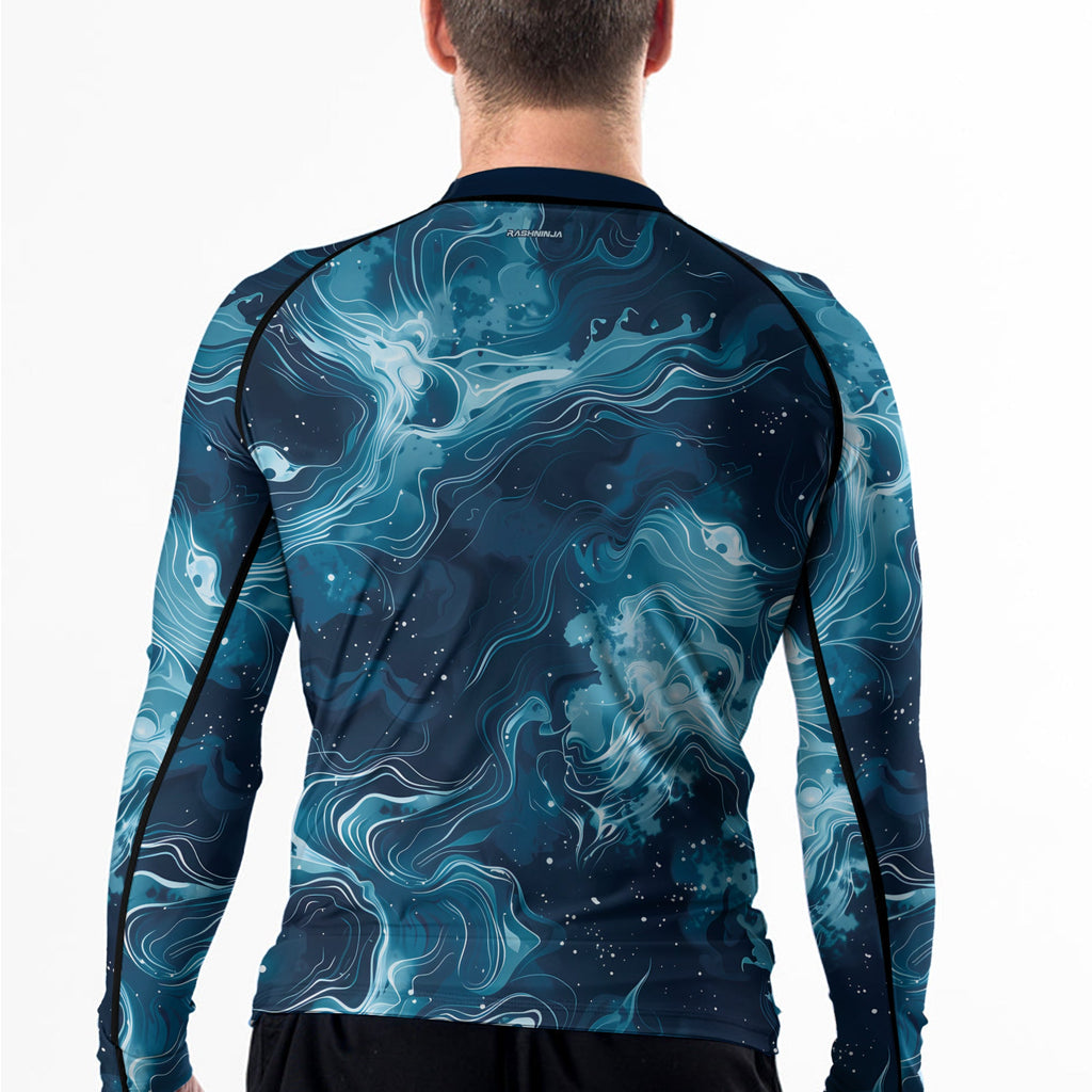 Rashninja Cyber Storm Blue Men's Long Sleeve Rash Guard