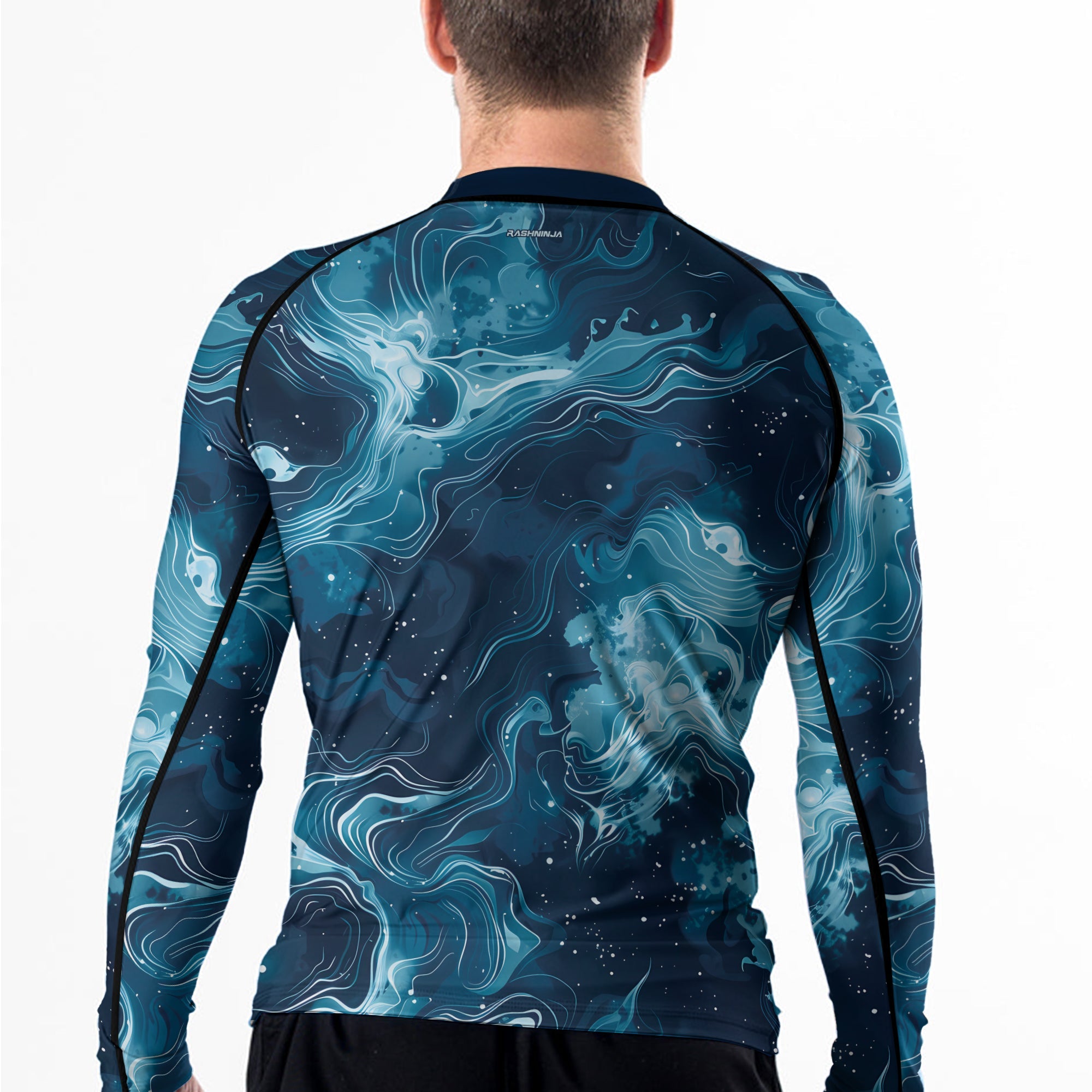 Rashninja Cyber Storm Blue Men's Long Sleeve Rash Guard