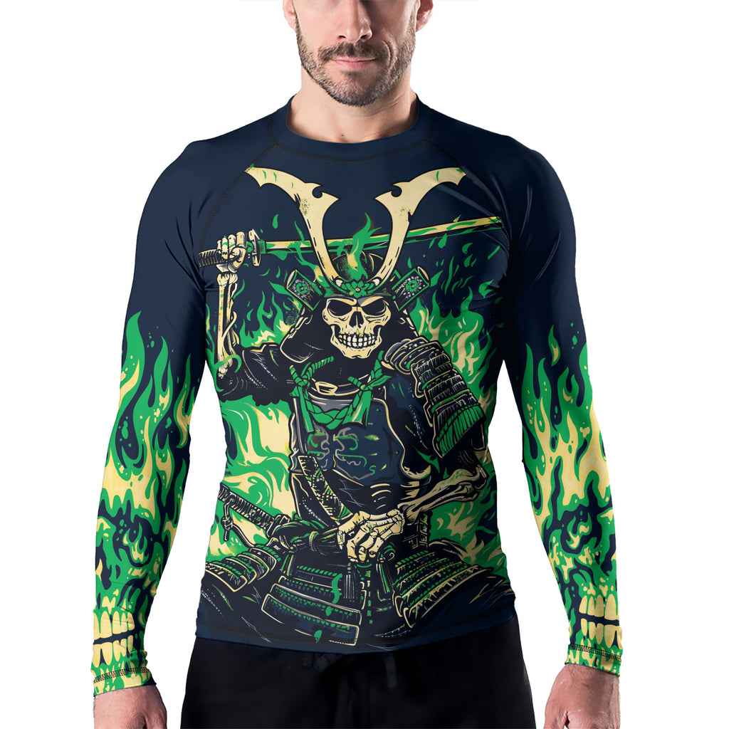 Rashninja Samurai Skull Inferno Men's Long Sleeve Rash Guard