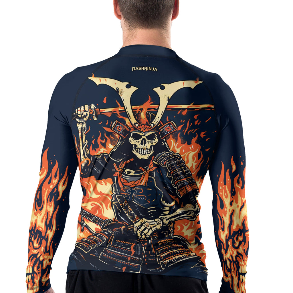 Rashninja Samurai Skull Inferno Men's Long Sleeve Rash Guard