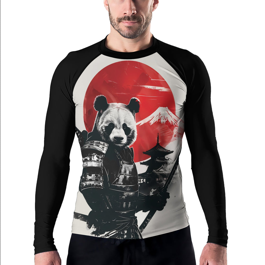 Rashninja Panda Samurai Sunset Men's Long Sleeve Rash Guard
