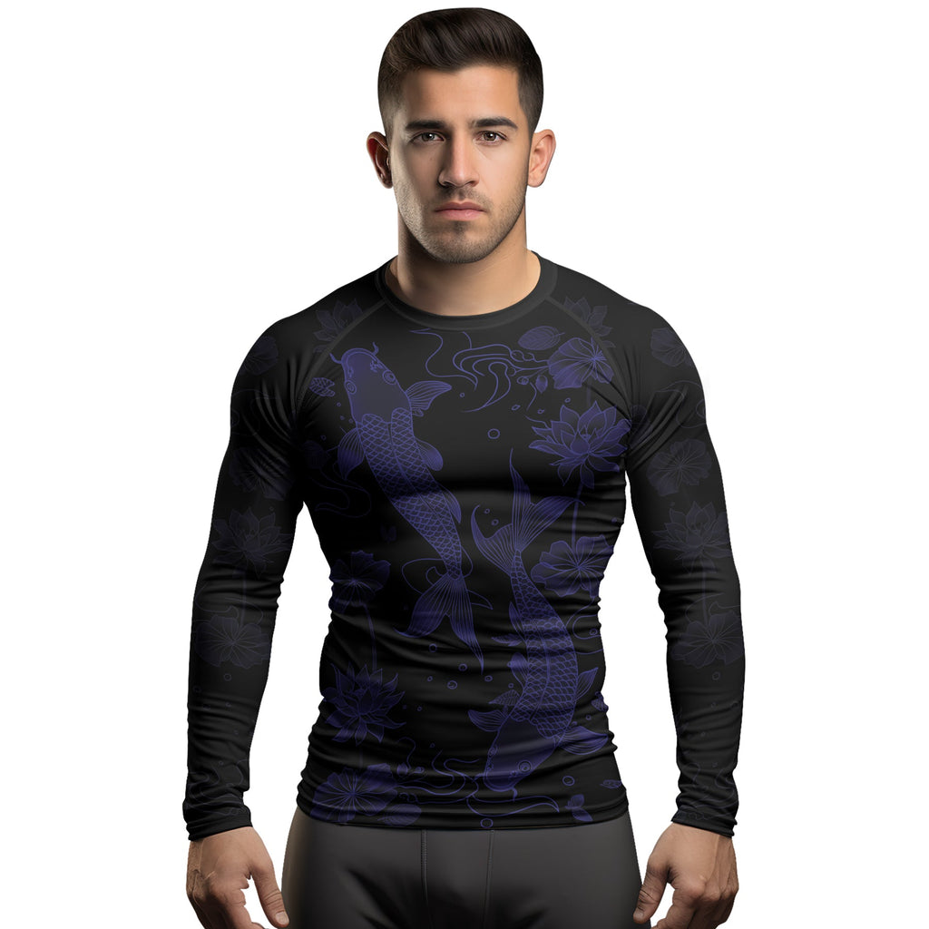 Rashninja Koi Lotus Flow Men's Long Sleeve Rash Guard