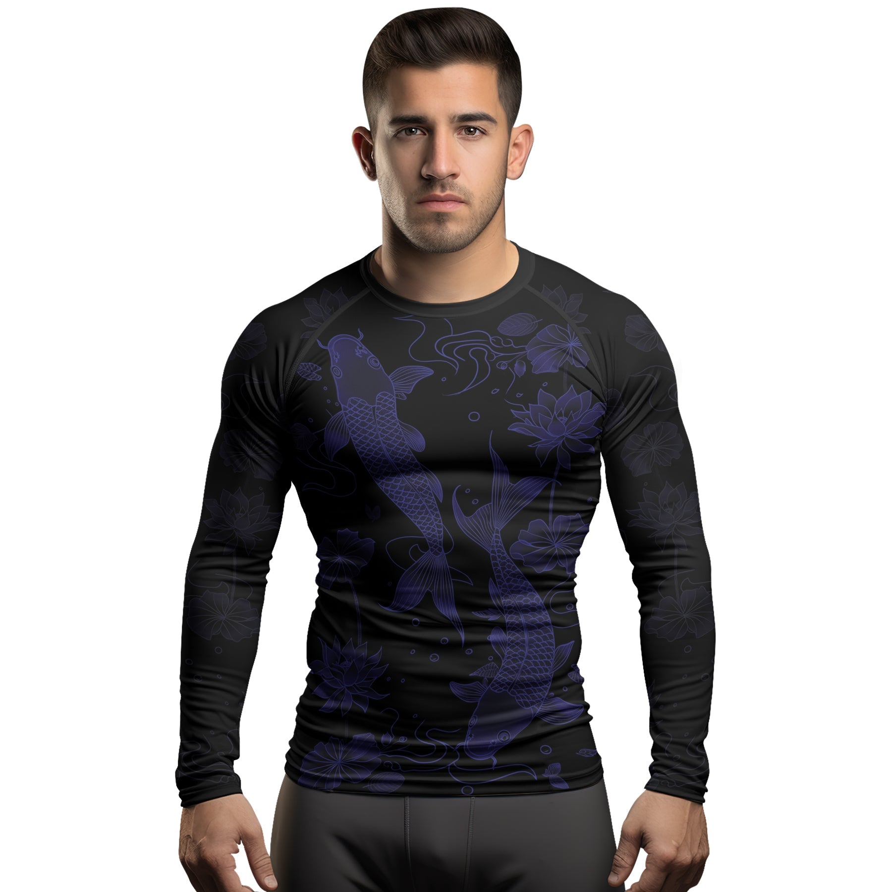 Rashninja Koi Lotus Flow Men's Long Sleeve Rash Guard
