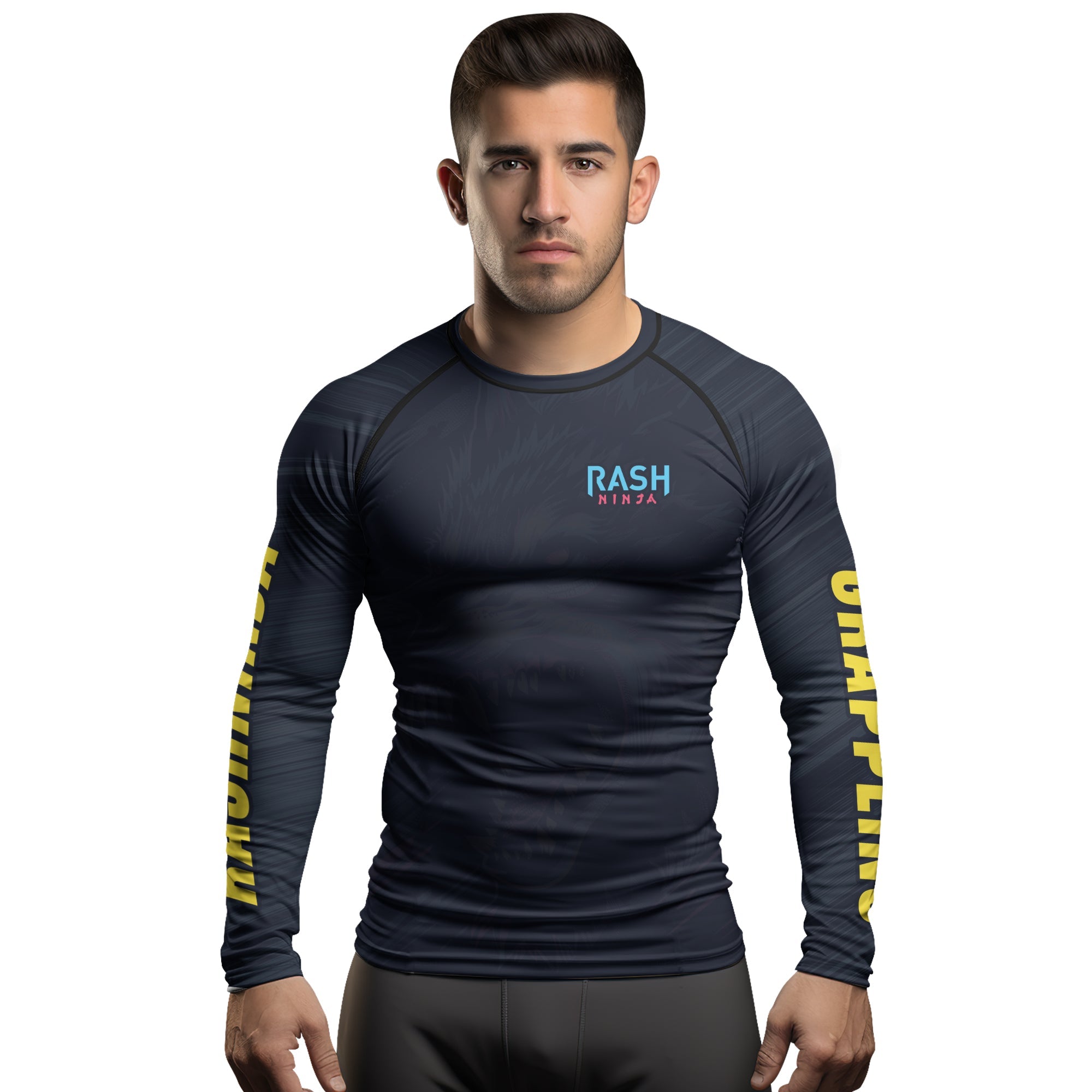 Rashninja Wolf Forest Guardian Men's Long Sleeve Rash Guard