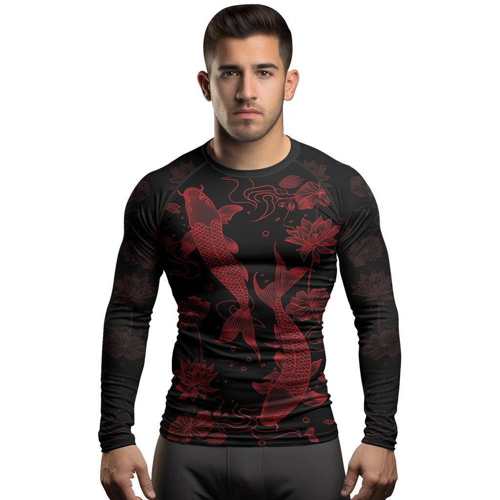 Rashninja Koi Lotus Flow Men's Long Sleeve Rash Guard
