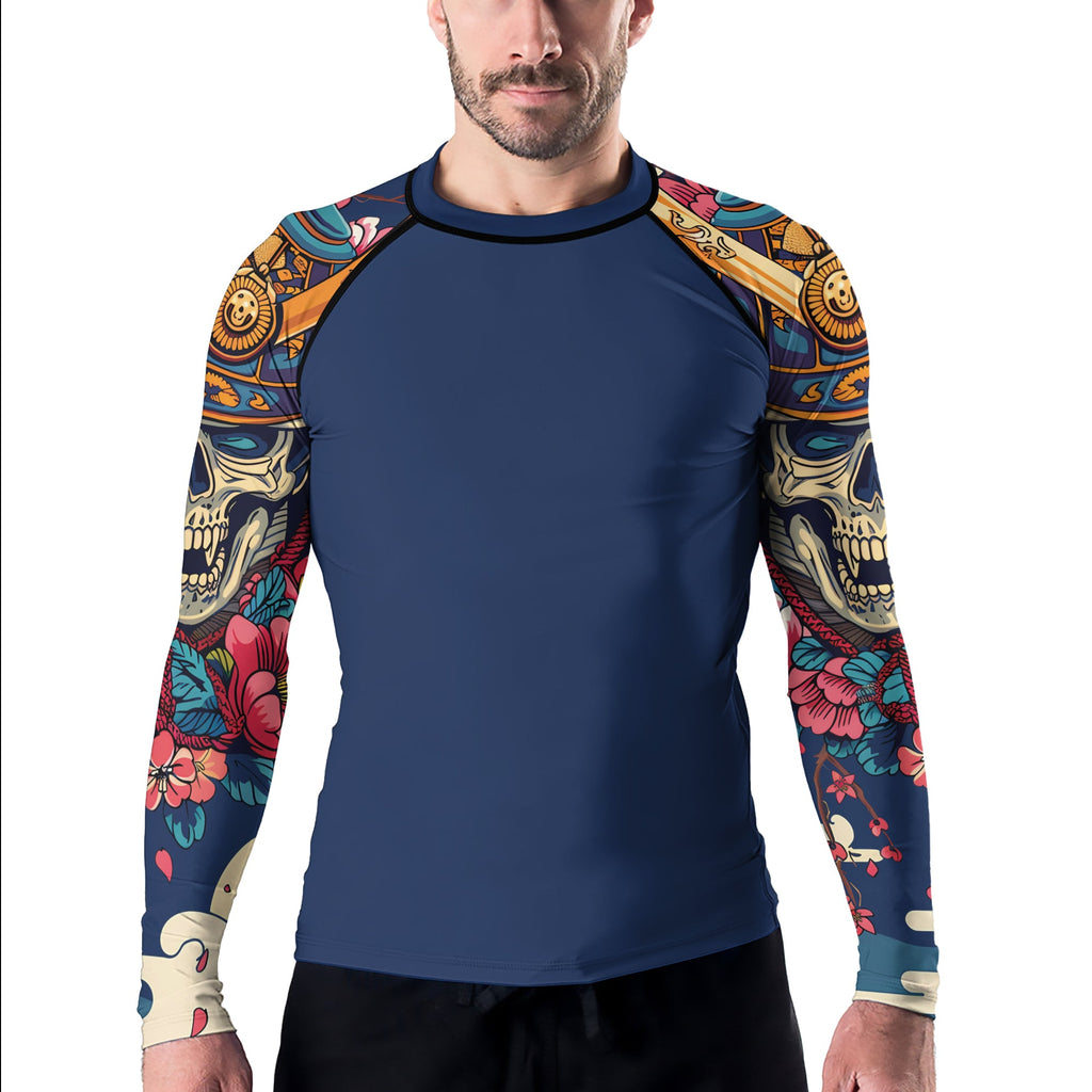 Rashninja Samurai Skull Blossom Men's Long Sleeve Rash Guard