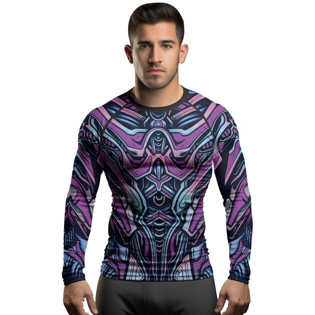Rashninja Cyber Biomechanic Purple Blue Men's Long Sleeve Rash Guard