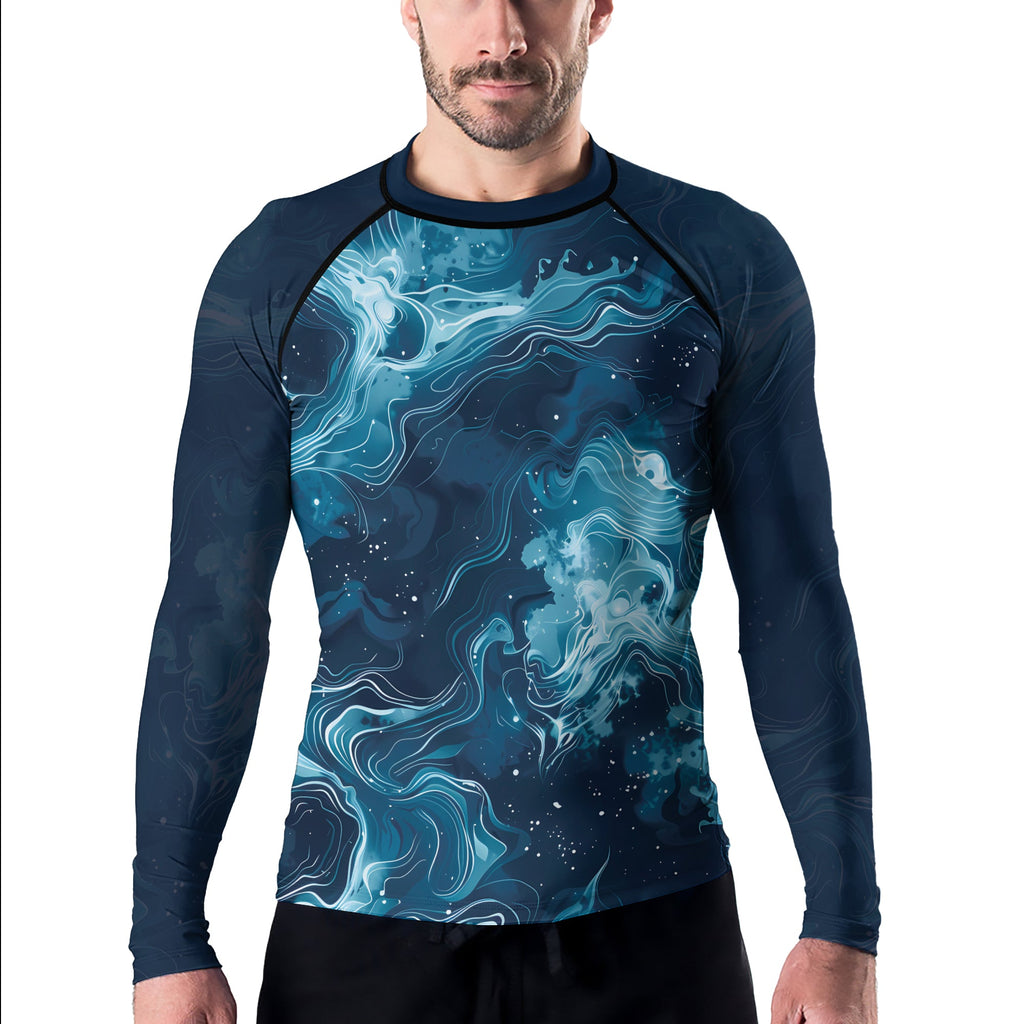 Rashninja Cyber Storm Blue Men's Long Sleeve Rash Guard