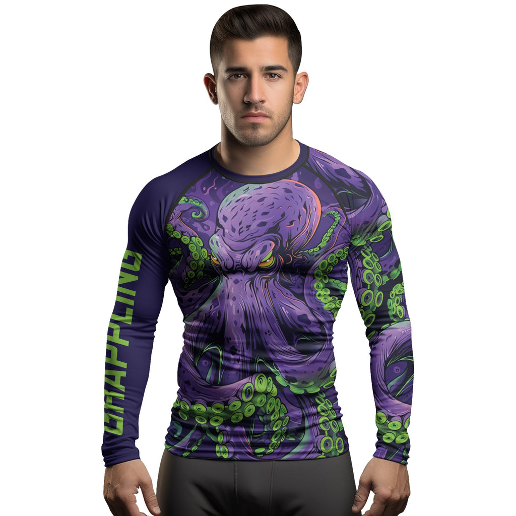 Rashninja Octopus Neon Multi Men's Long Sleeve Rash Guard