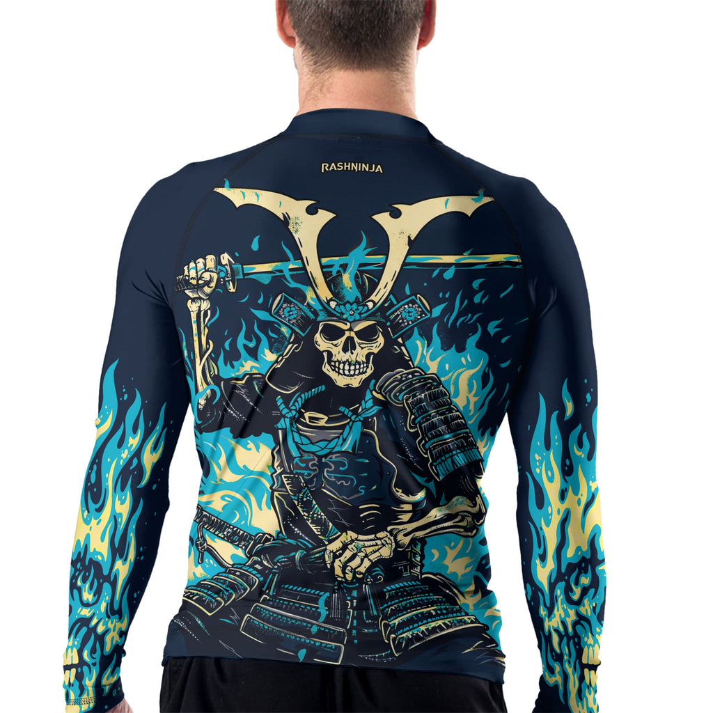 Rashninja Samurai Skull Inferno Men's Long Sleeve Rash Guard