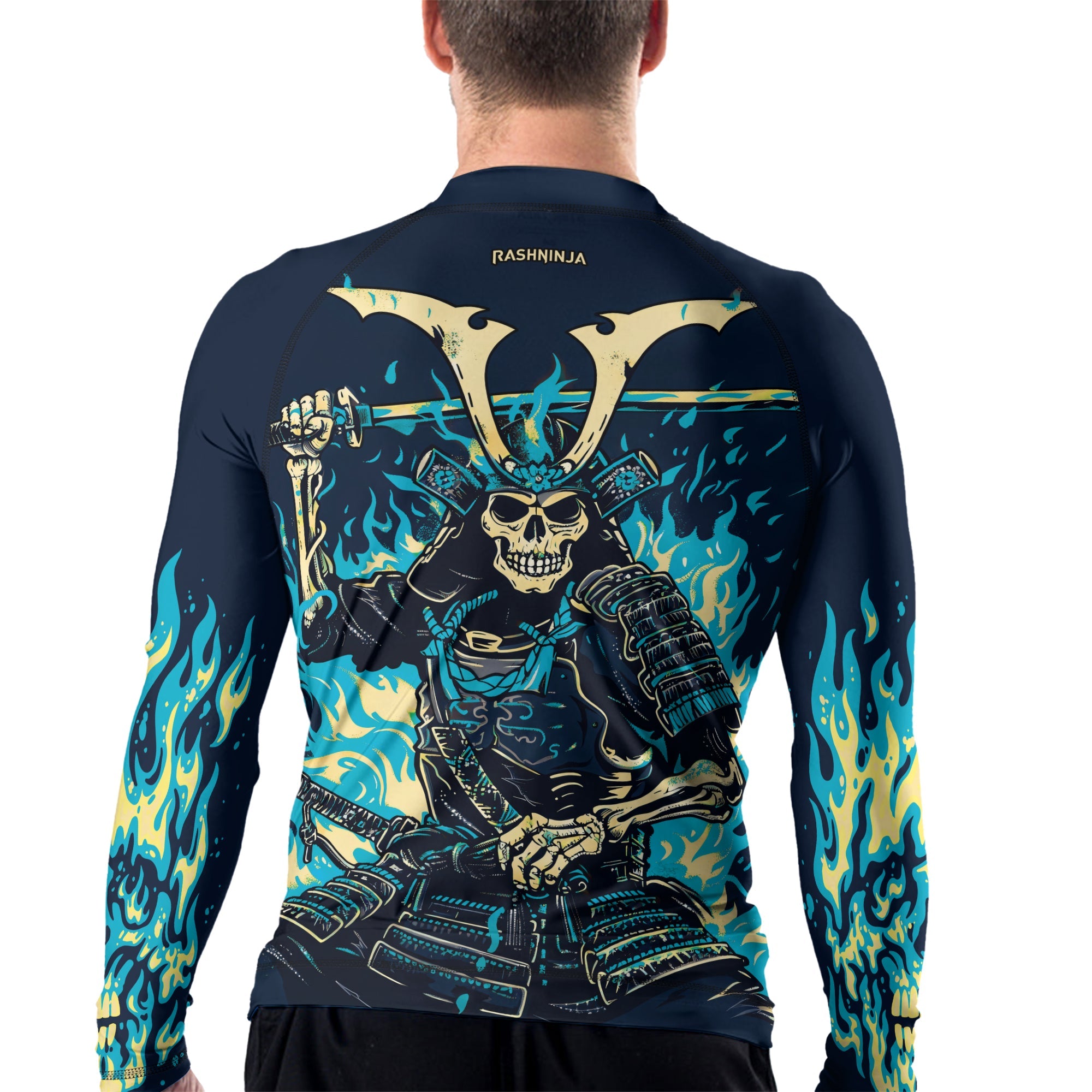 Rashninja Samurai Skull Inferno Men's Long Sleeve Rash Guard