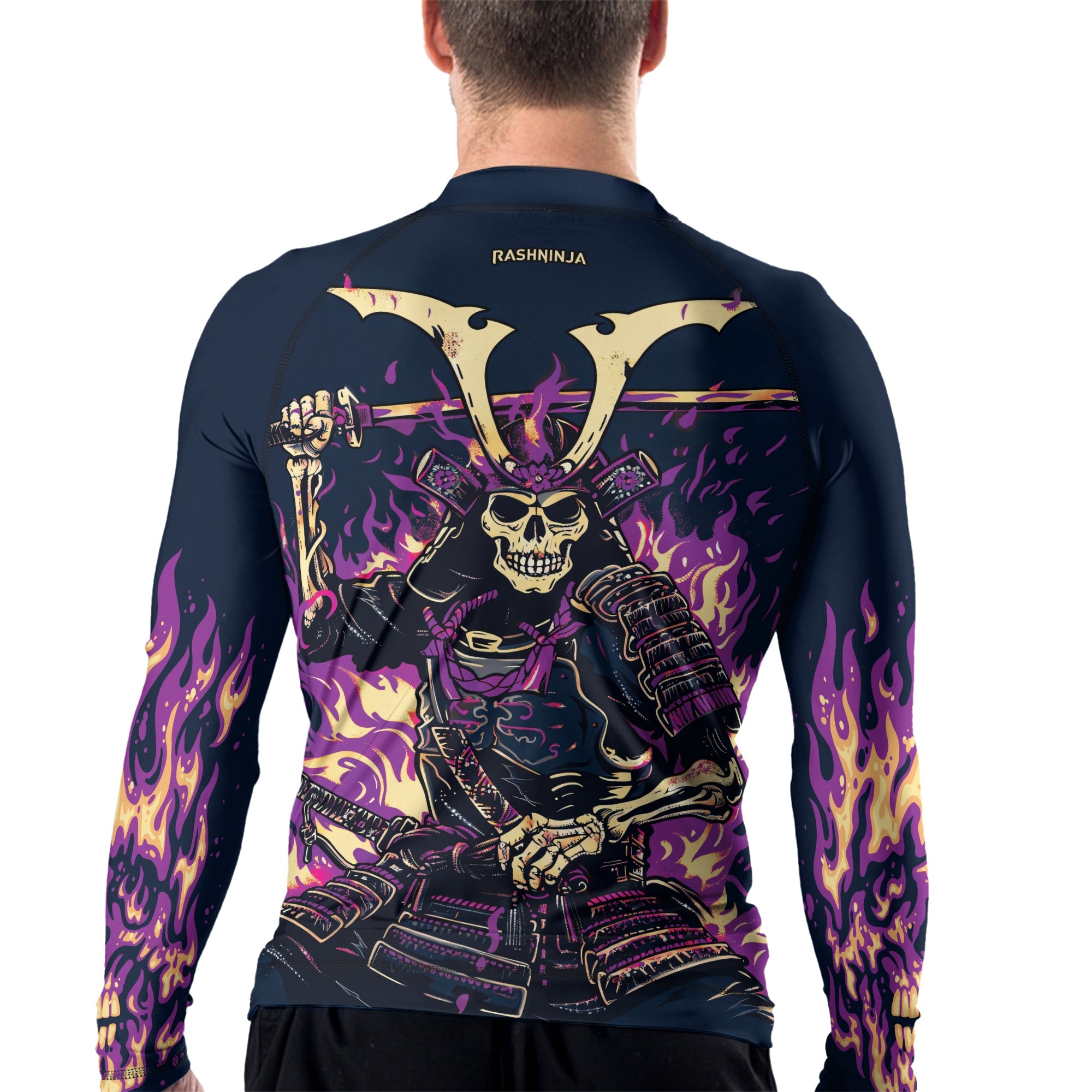 Rashninja Samurai Skull Inferno Men's Long Sleeve Rash Guard