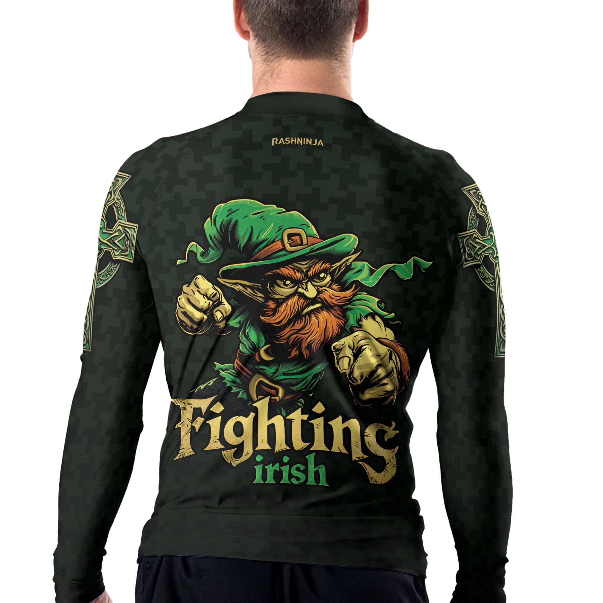 Rashninja Fighting Irish Leprechaun Men's Long Sleeve Rash Guard