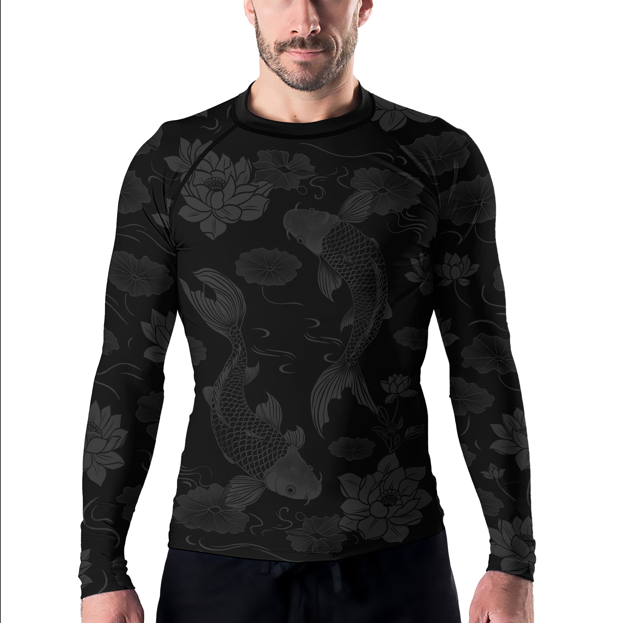 Rashninja Samurai Koi Serenity Men's Long Sleeve Rash Guard