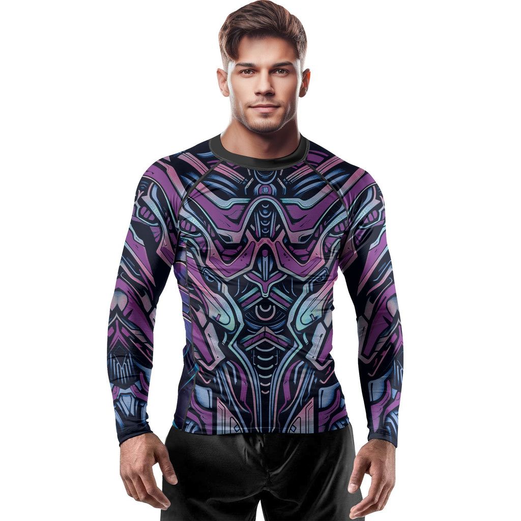 Rashninja Cyber Biomechanic Purple Blue Men's Long Sleeve Rash Guard