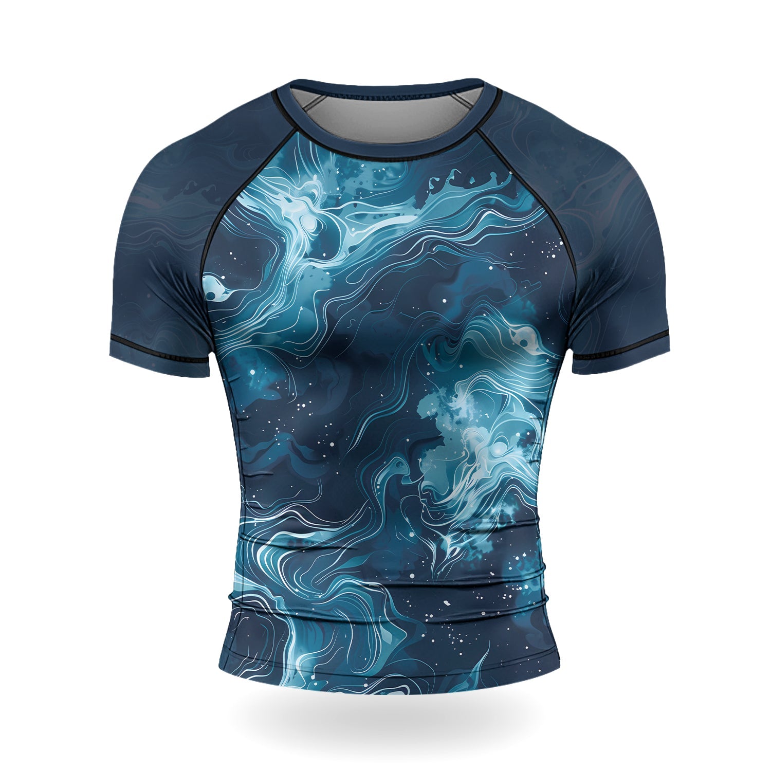 Rashninja Cyber Storm Blue Men's Short Sleeve Rash Guard
