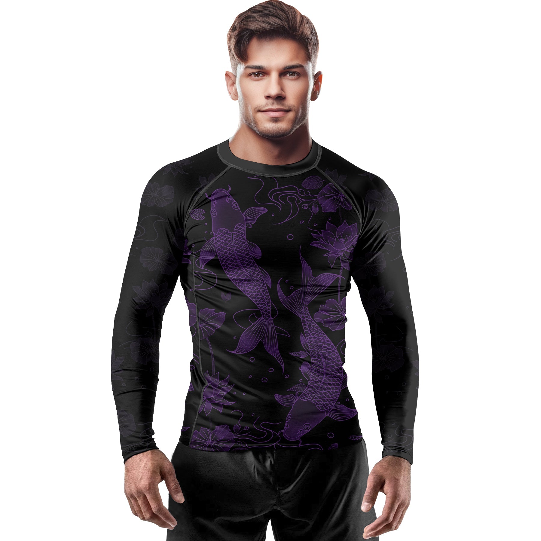 Rashninja Koi Lotus Flow Men's Long Sleeve Rash Guard