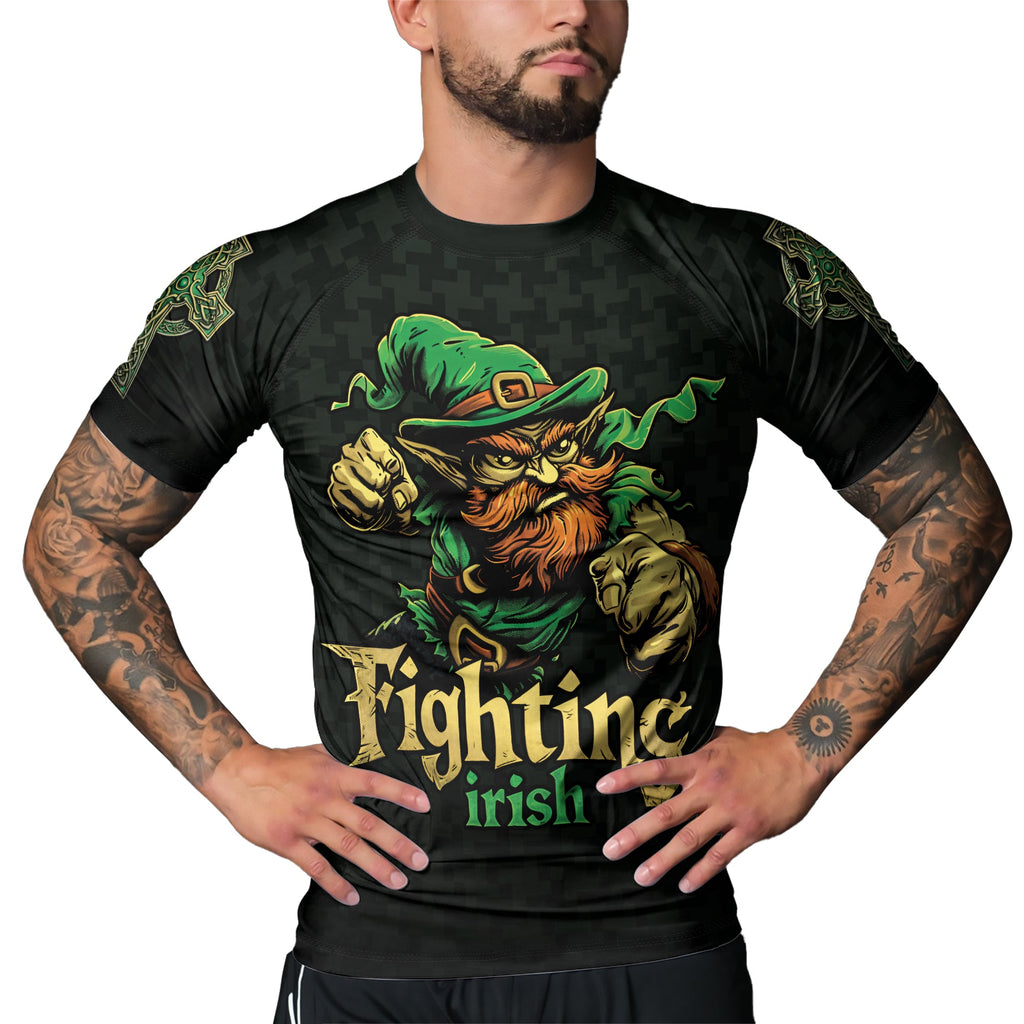 Rashninja Fighting Irish Leprechaun Men's Short Sleeve Rash Guard