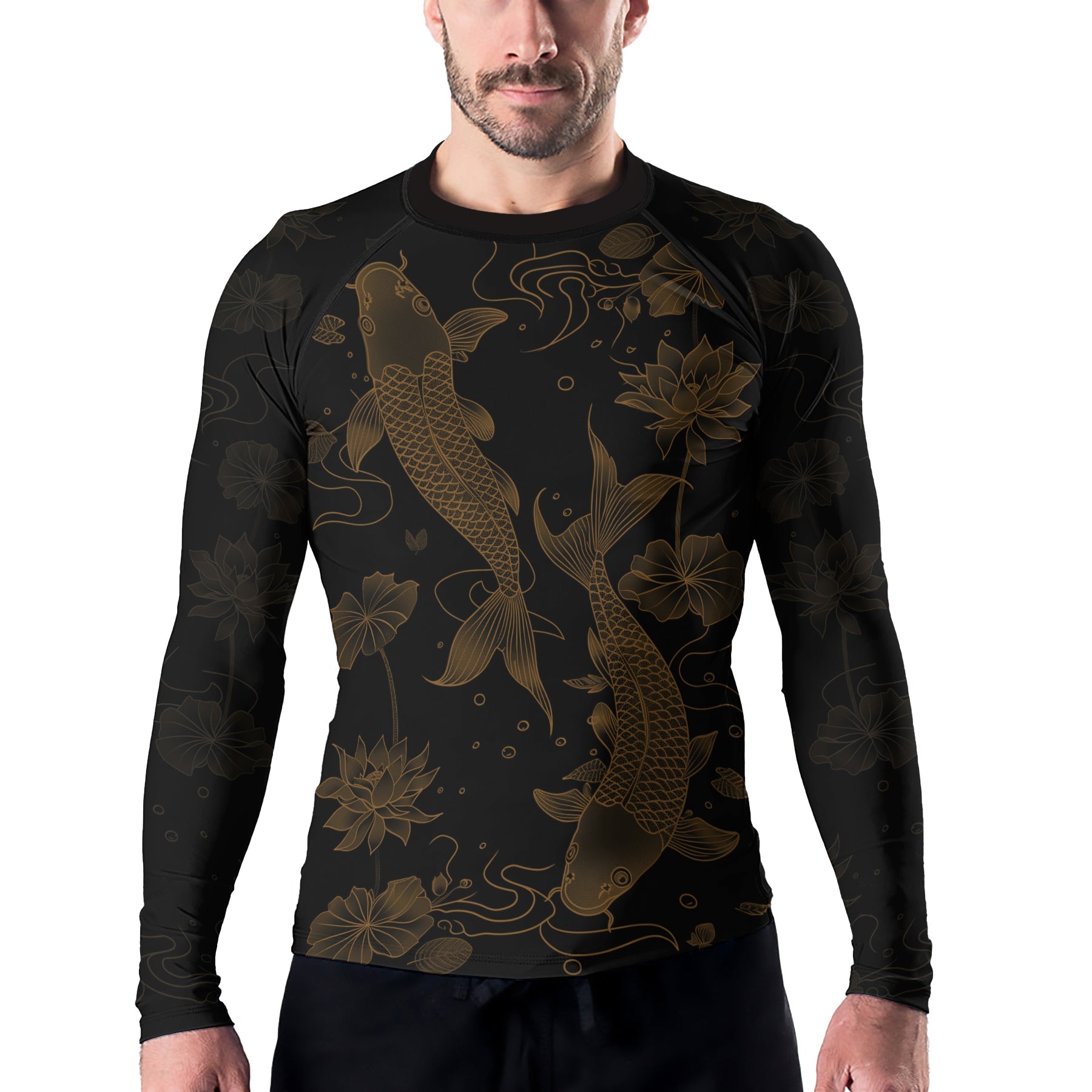 Rashninja Koi Lotus Flow Men's Long Sleeve Rash Guard