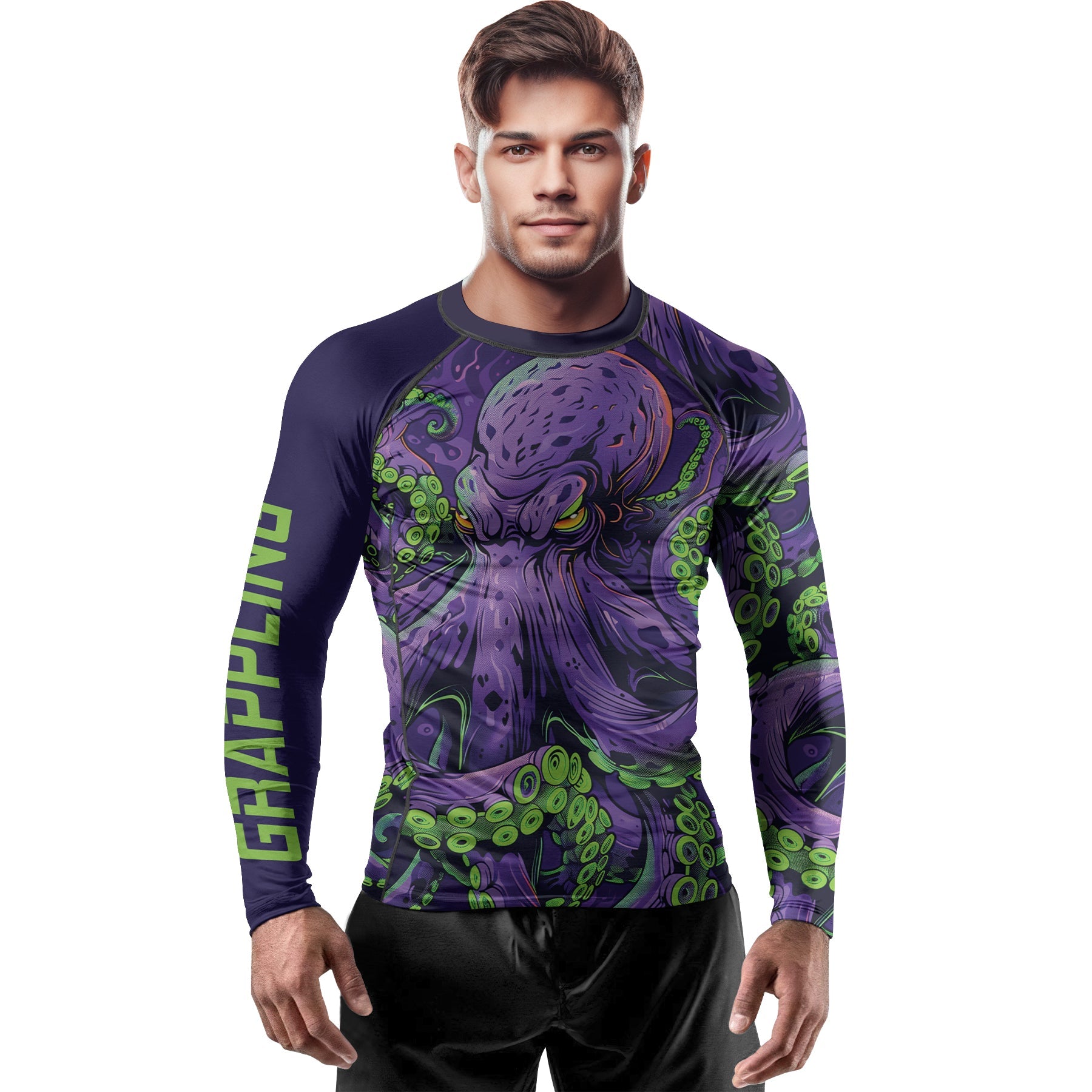 Rashninja Octopus Neon Multi Men's Long Sleeve Rash Guard