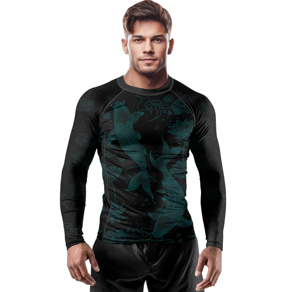 Rashninja Koi Lotus Flow Men's Long Sleeve Rash Guard