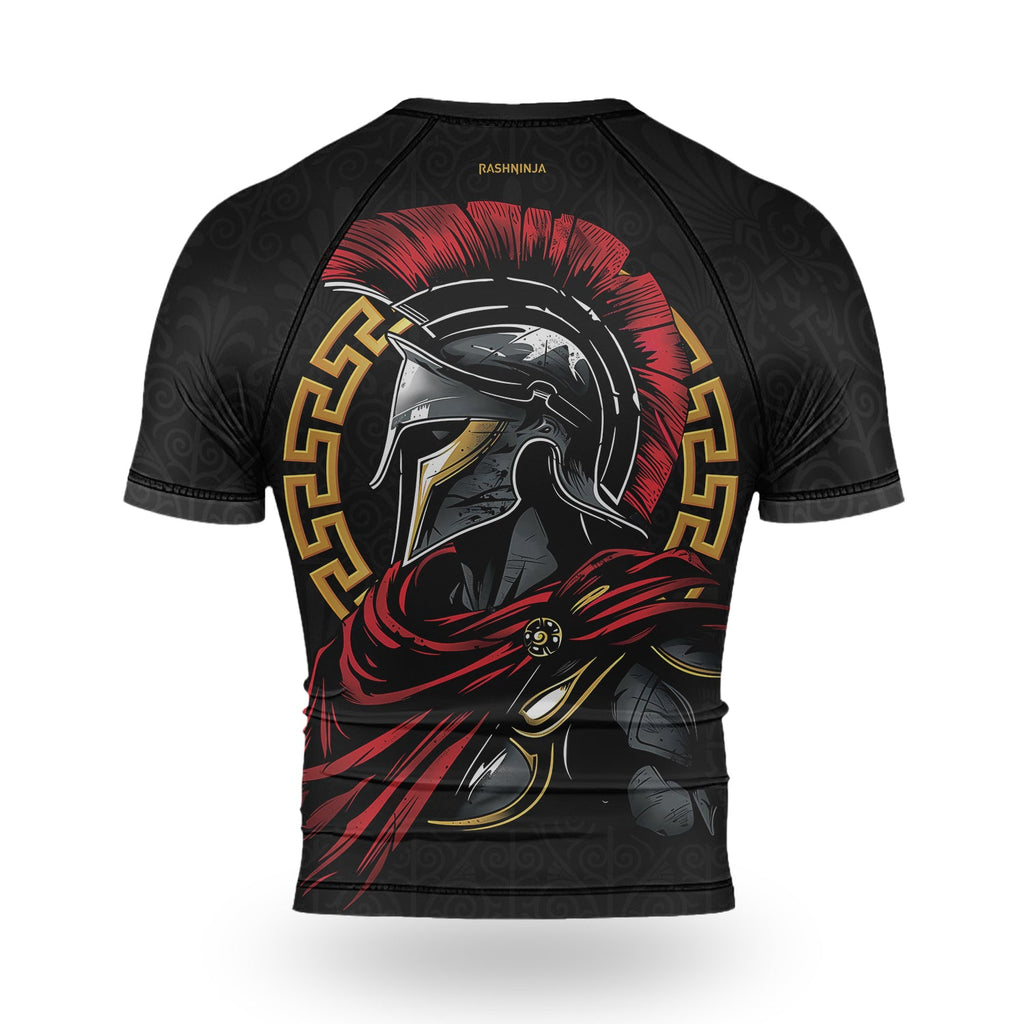 Rashninja Spartan Spear Pattern Men's Short Sleeve Rash Guard