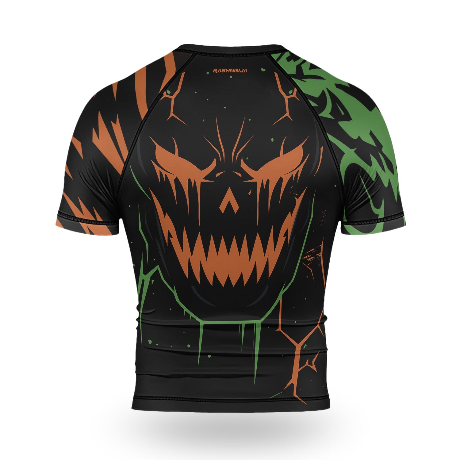 Rashninja Halloween Pumpkin Skull Blaze Men's Short Sleeve Rash Guard